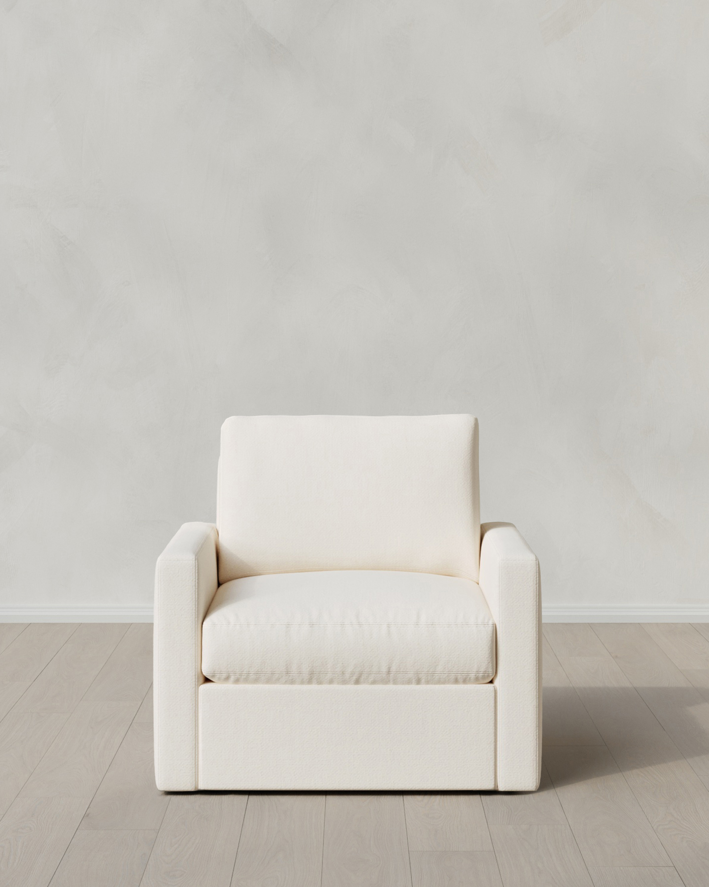 Marshmallow Brennan Swivel Chair in Performance Chenille Linen Blend