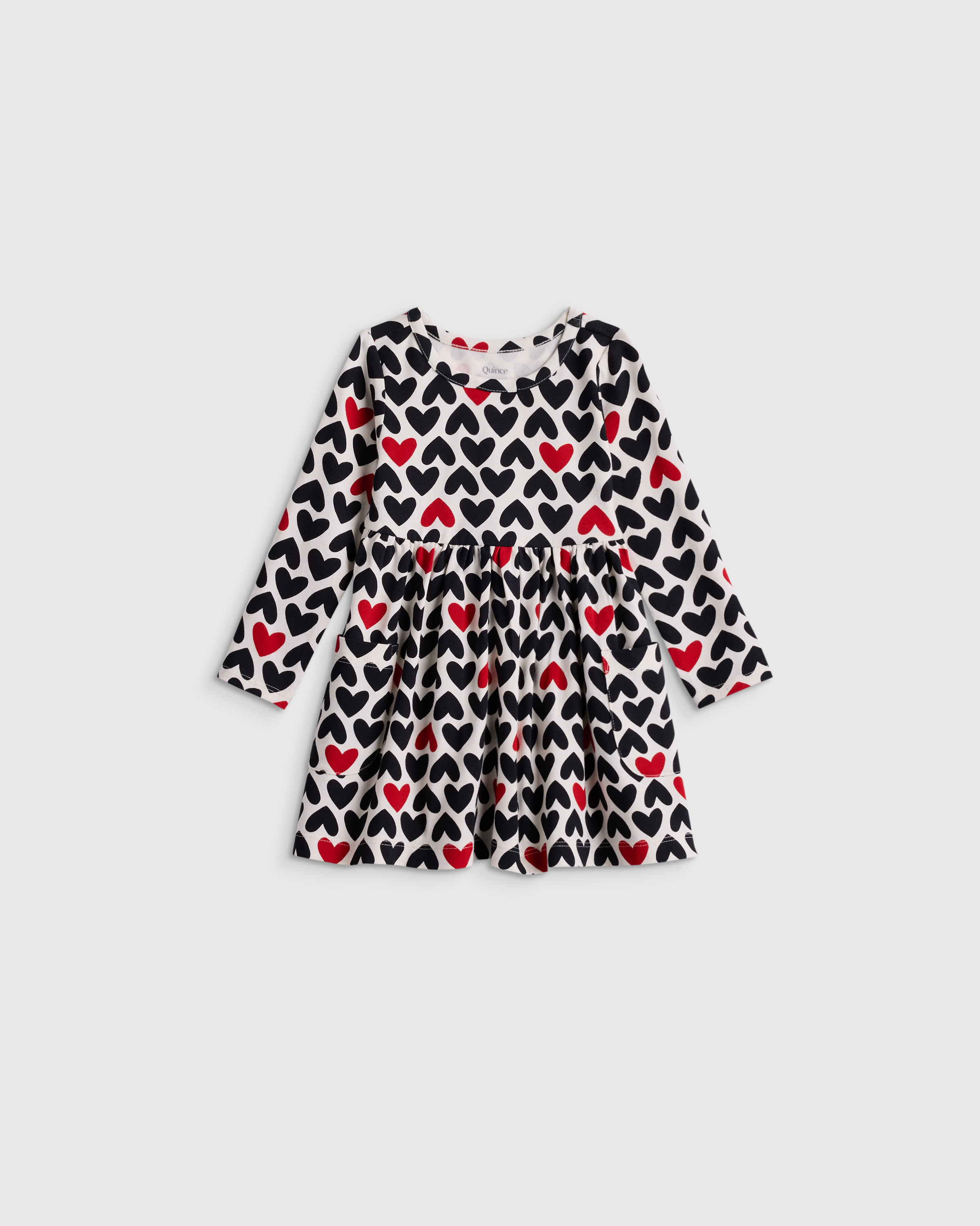 Love Hearts Organic Cotton Long Sleeve Fit and Flare Pocket Dress