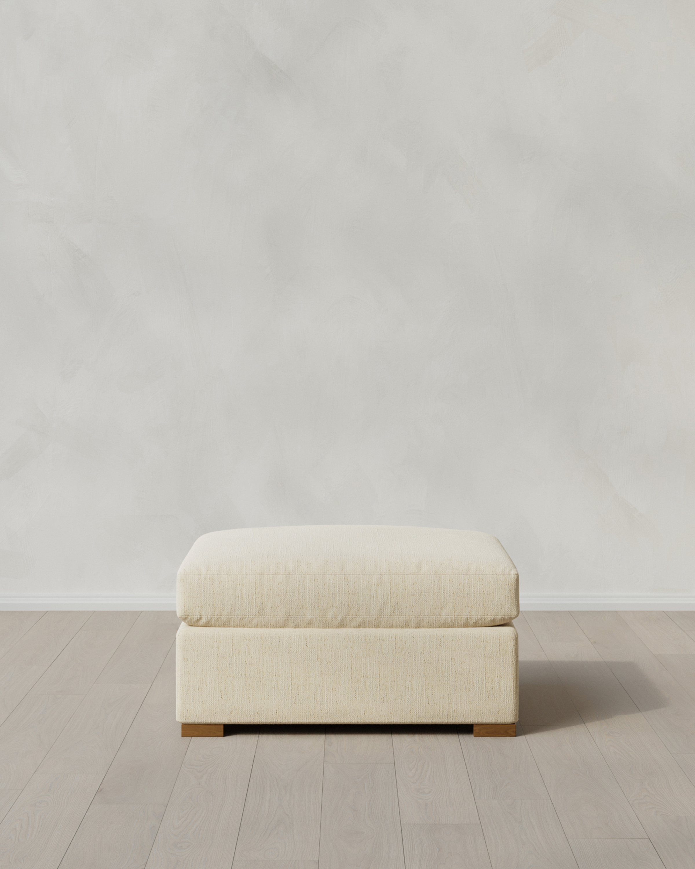 Eggshell Hollis Slope Arm Ottoman in Performance Chenille Linen Blend