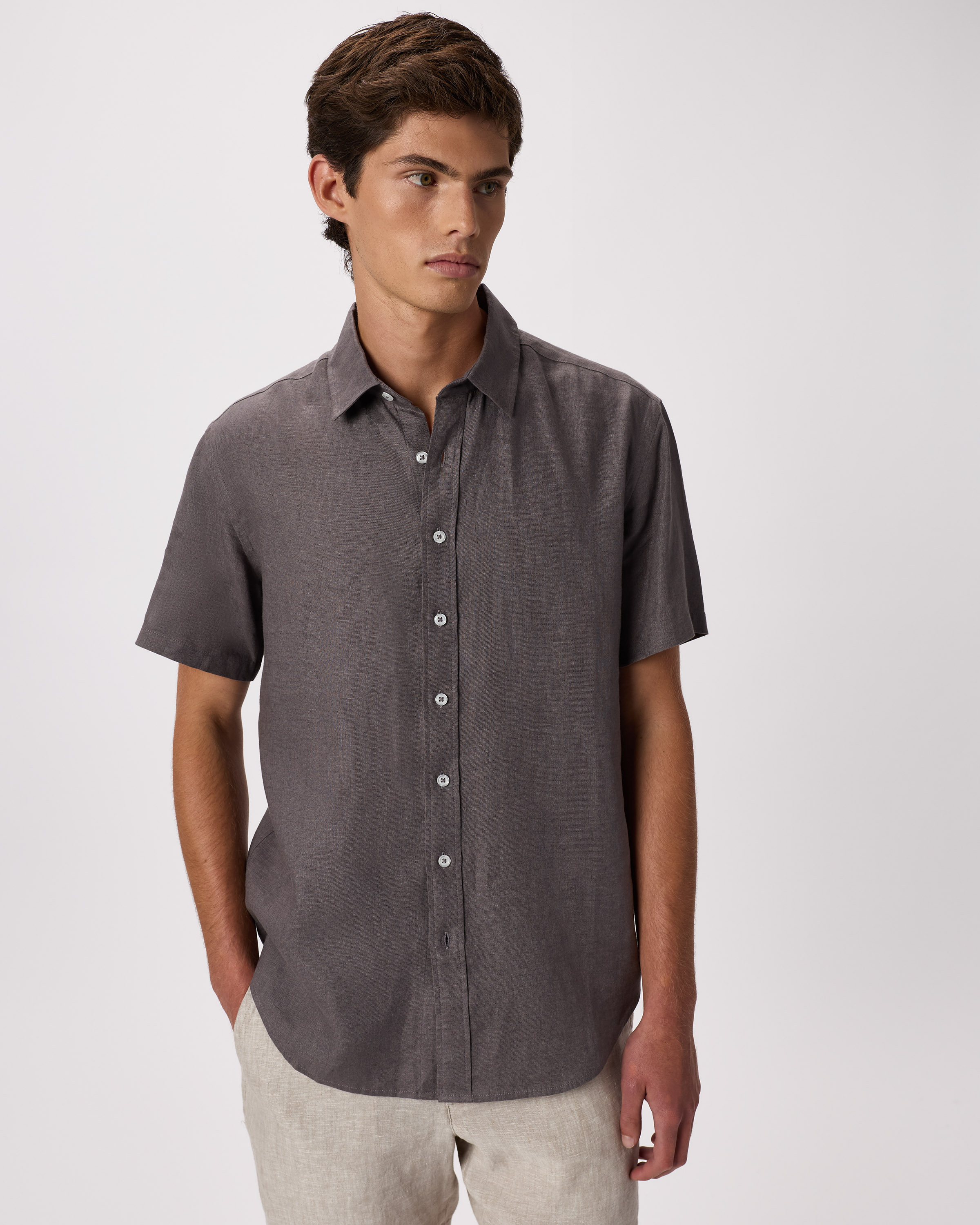 トップス crepuscule Linen Short Sleeve Shirt セール】crepuscule / Linen Short Sleeve Shirt（シャツ