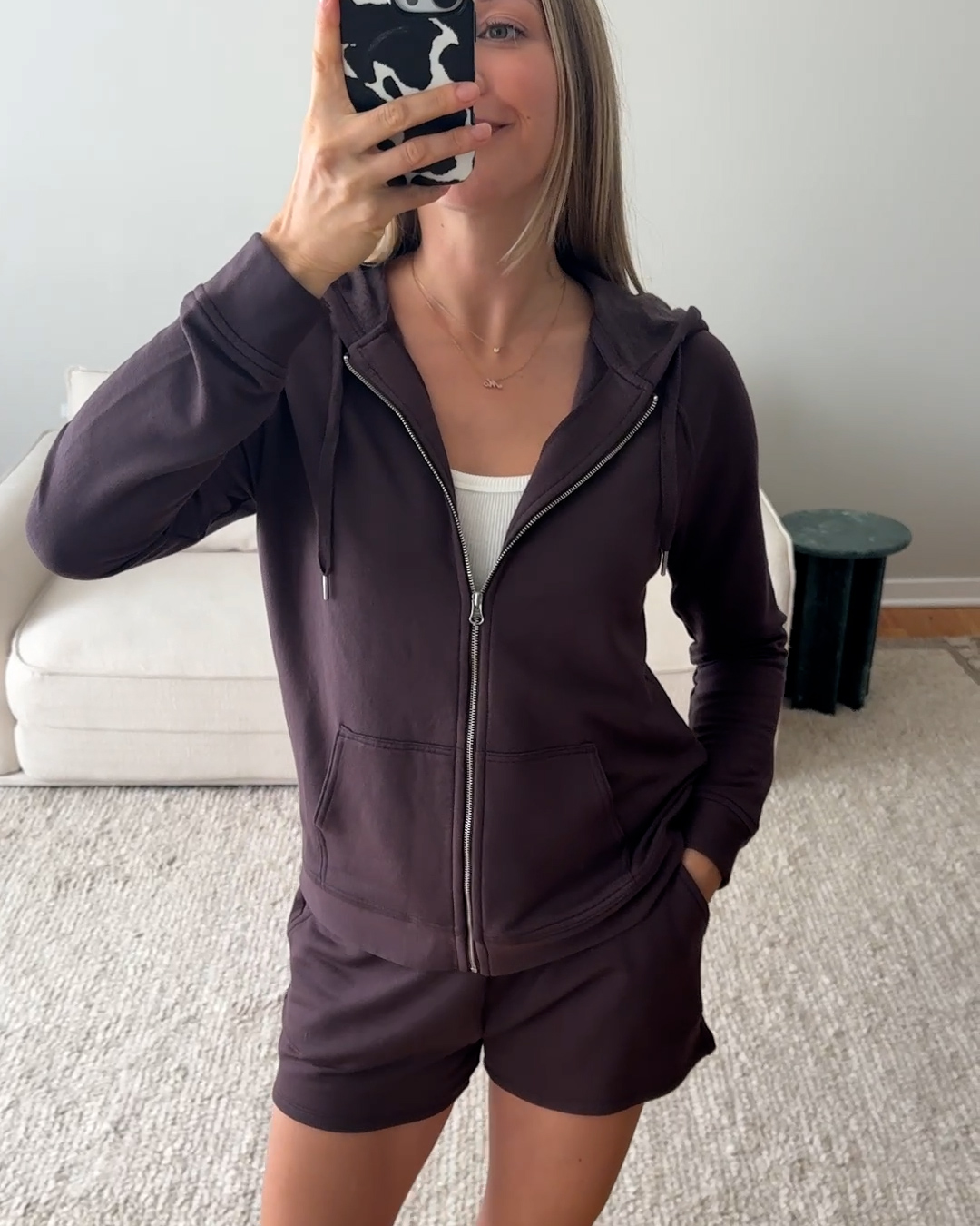 SuperSoft Fleece Shorts Dried Fig Monette Moio 4x5 Thumbnail