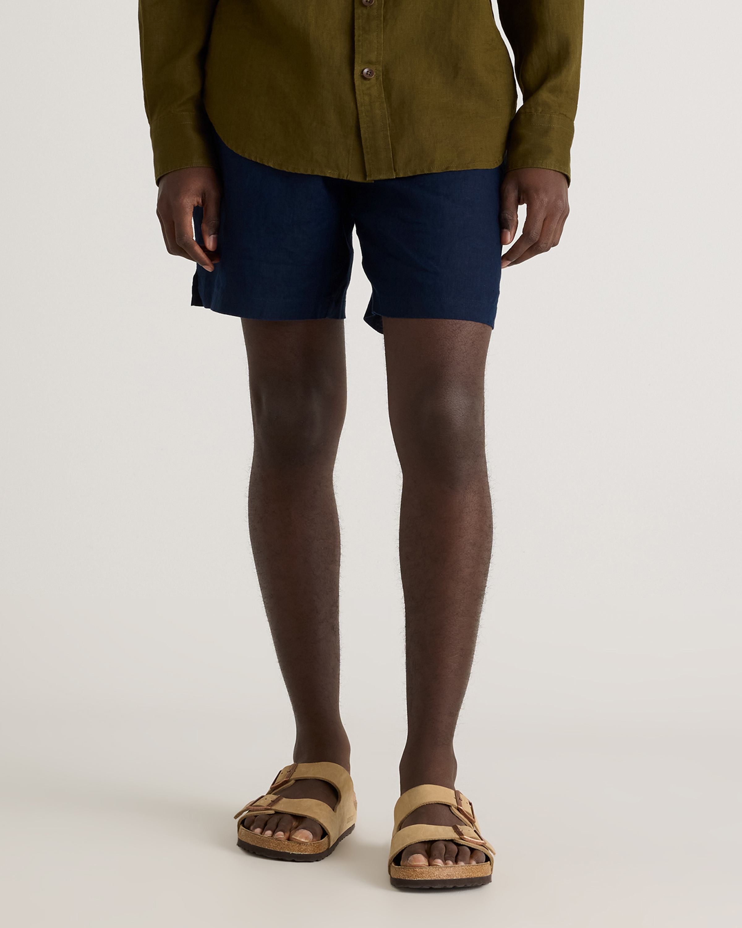 100% European Linen Drawstring Beach Shorts - 7"