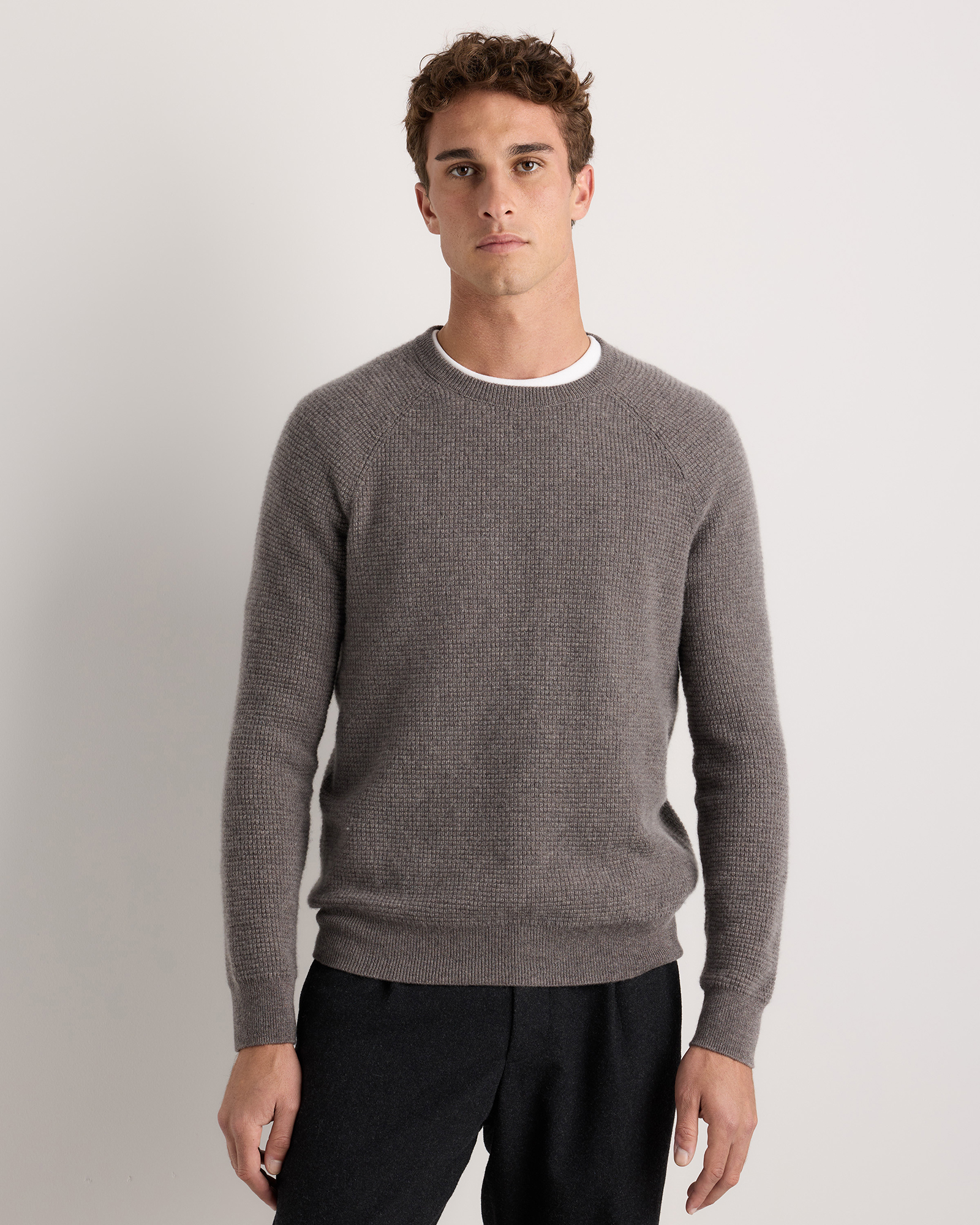 Elk Brown Mongolian Cashmere Waffle Sweatshirt