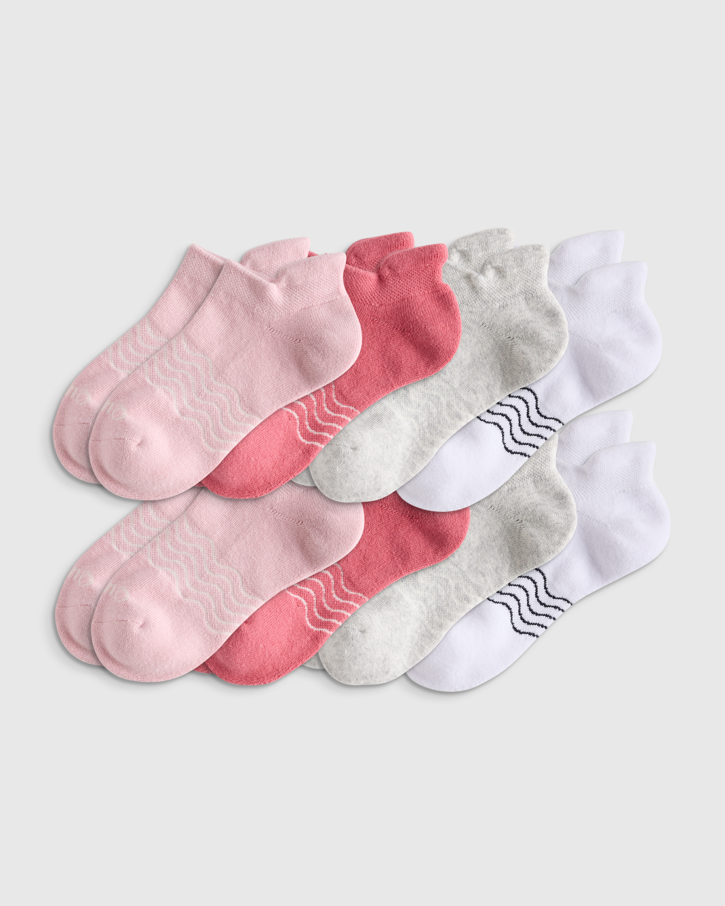 Pink/White Multi Kids Organic Cotton Ankle Socks 8-Pack