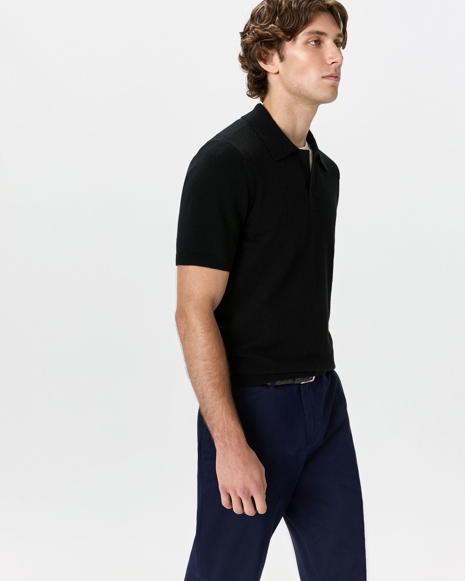 Organic Cotton-Silk Polo Sweater