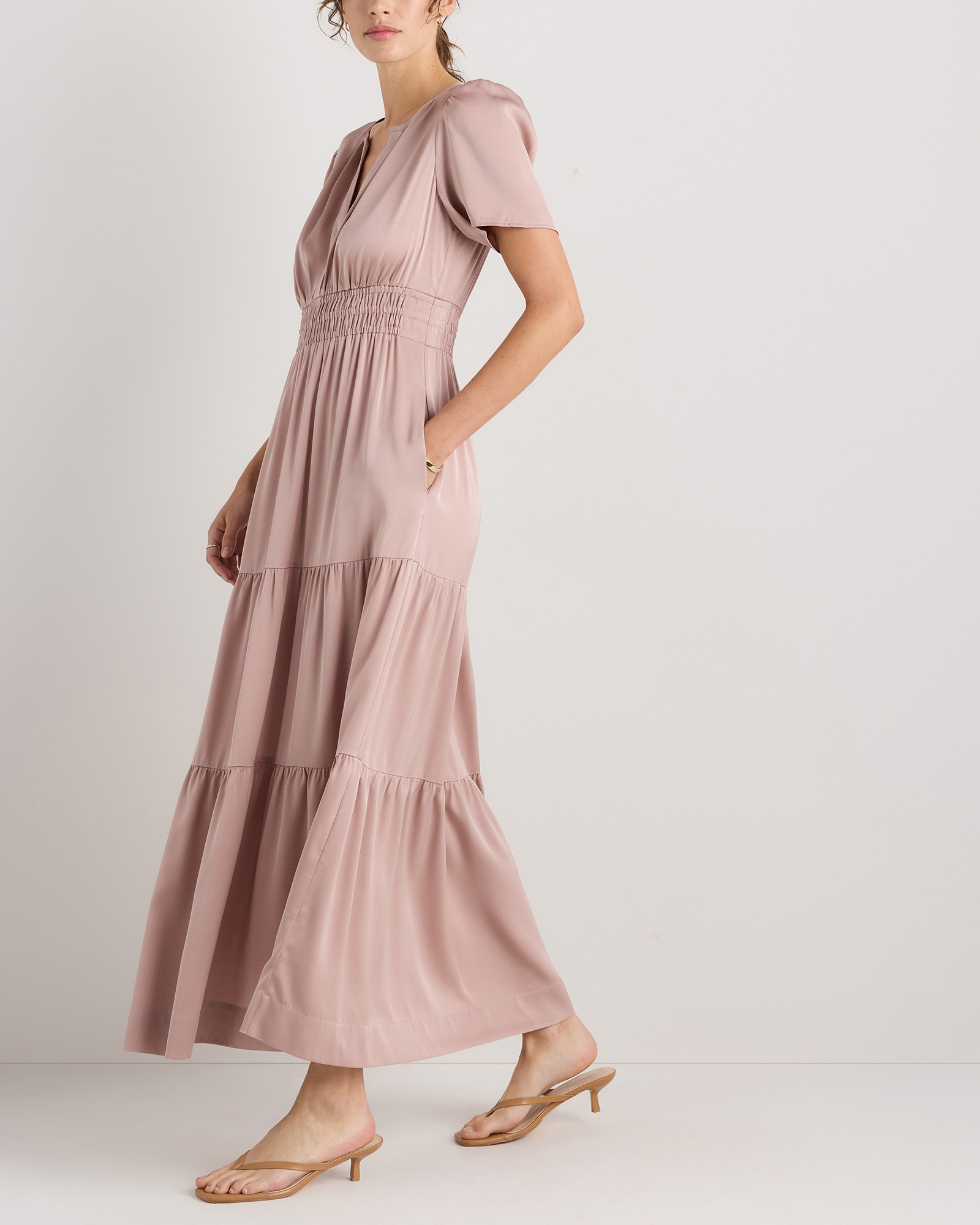 pink silk dress vintage 1980s Bow  ALEXANDRA-KING Rosie is as effortless as she is elegant Vintage 1940s Pink Silk Evening