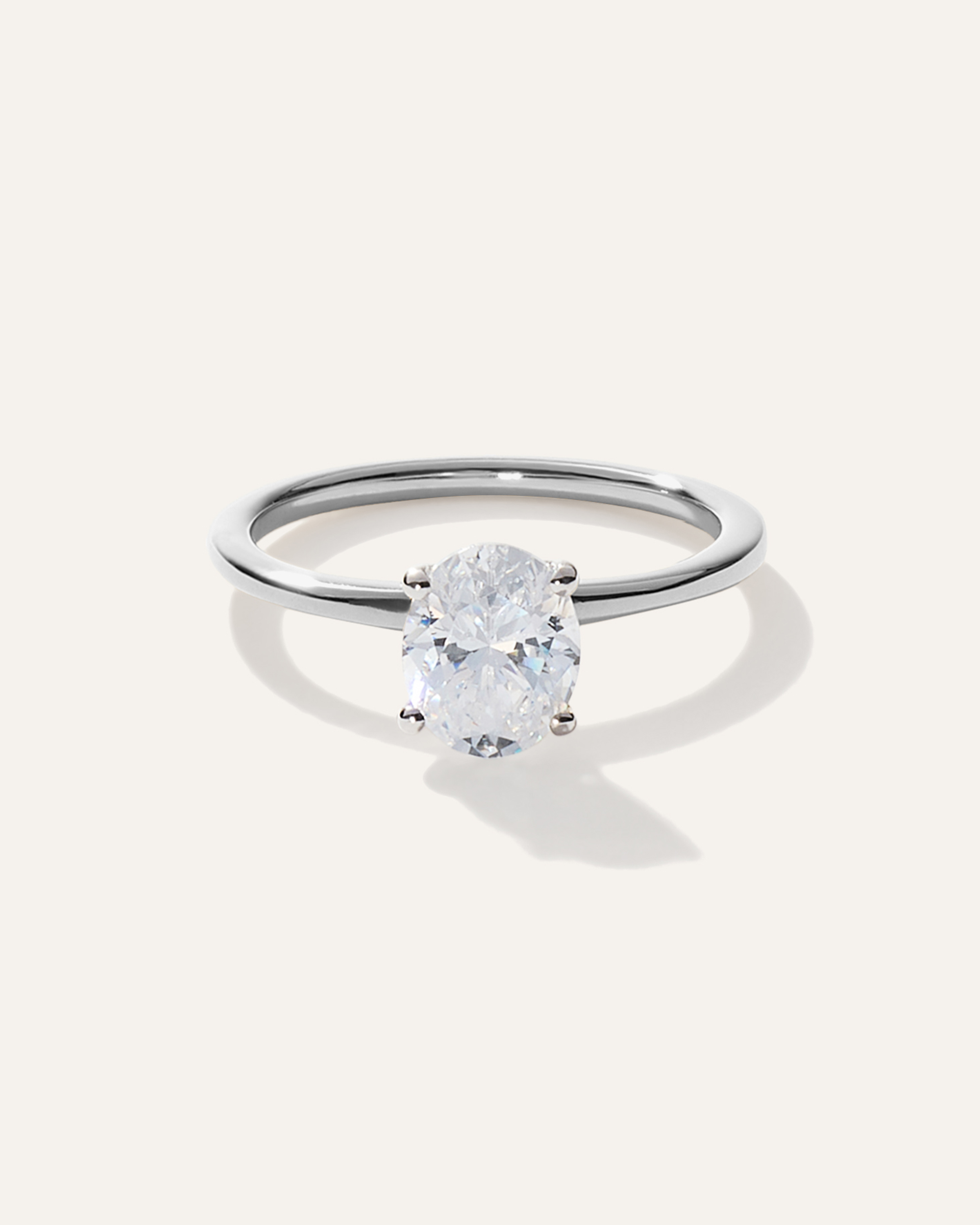 Platinum Lab Grown Diamond Oval Petite Classic Engagement Ring