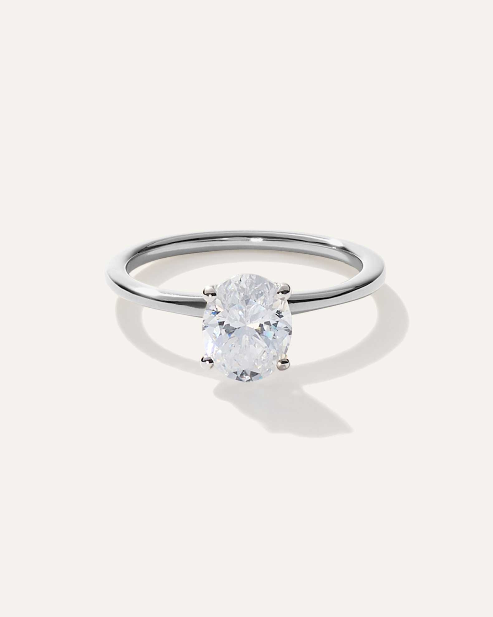Lab Grown Diamond Oval Petite Classic Engagement Ring in White Gold