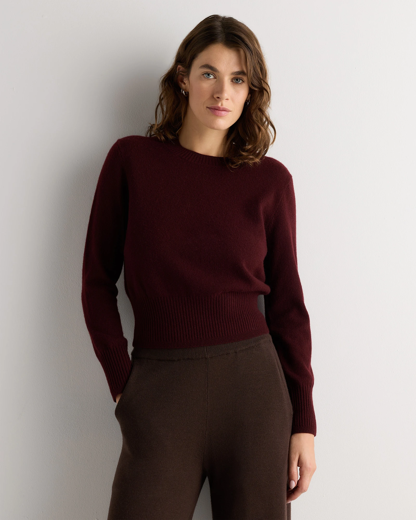 100% Mongolian Cashmere Shrunken Crewneck Sweater