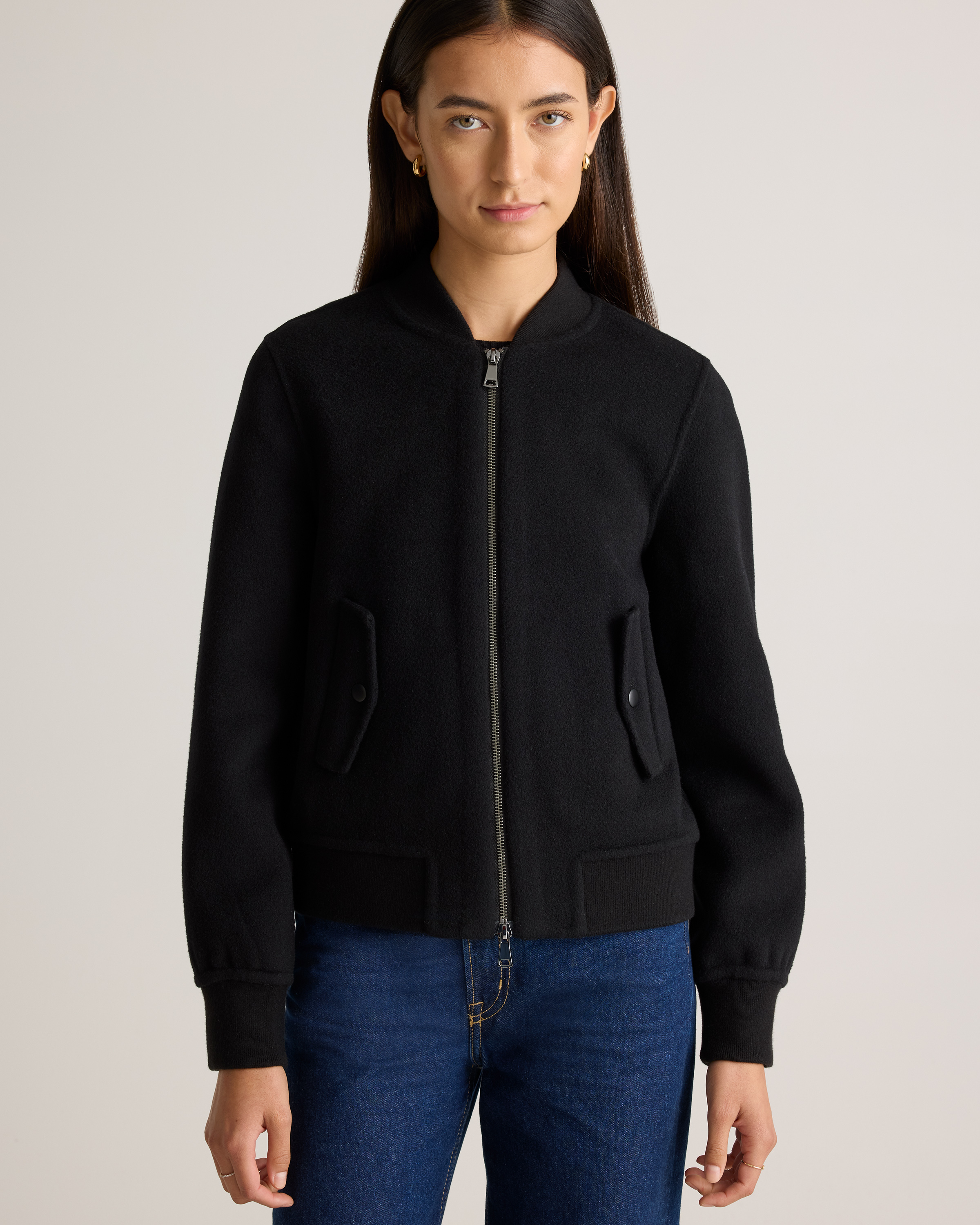 Double-Faced Merino Wool Bomber Jacket