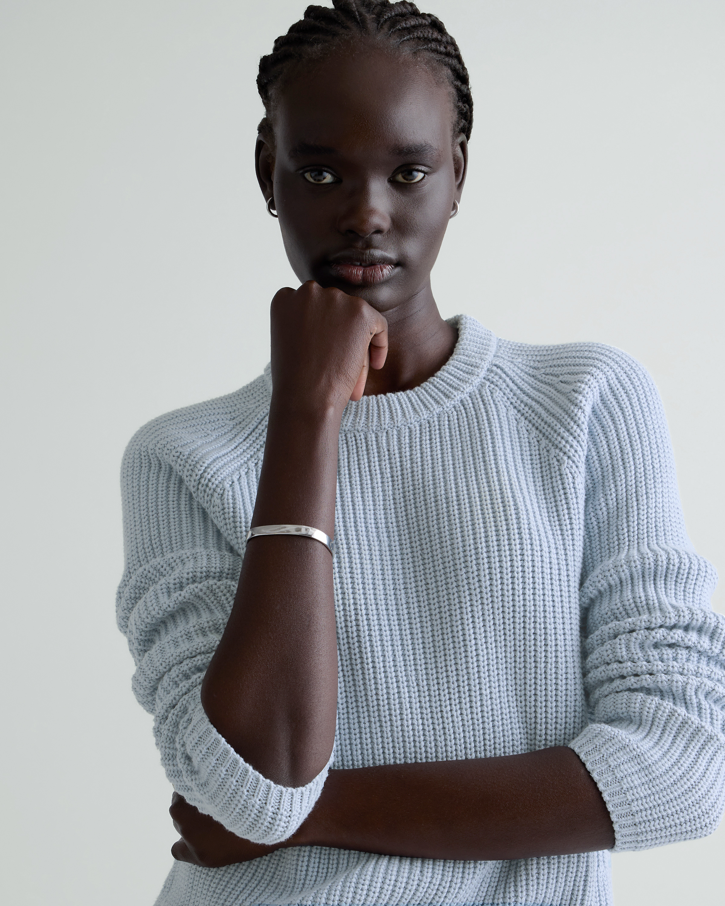 Sky Blue 100% Organic Cotton Fisherman Crew Sweater