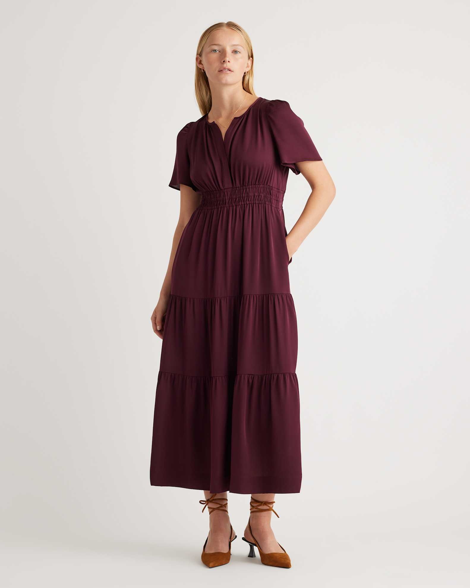 washable stretch silk tiered maxi dress Washable Stretch Silk Tiered Maxi Dress