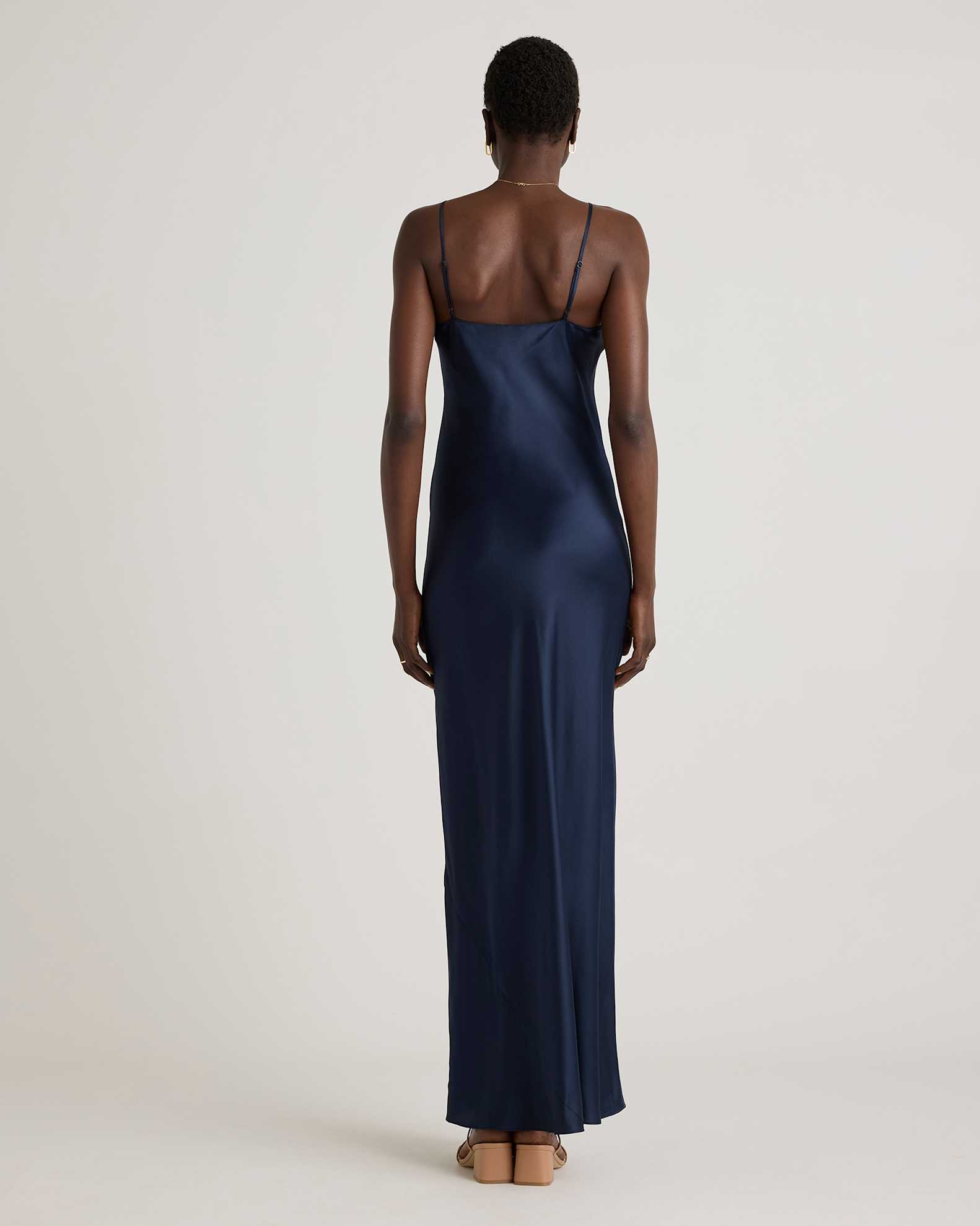 100% Washable Silk Maxi Slip Dress in Navy 100% Washable Silk Maxi Slip Dress in Navy