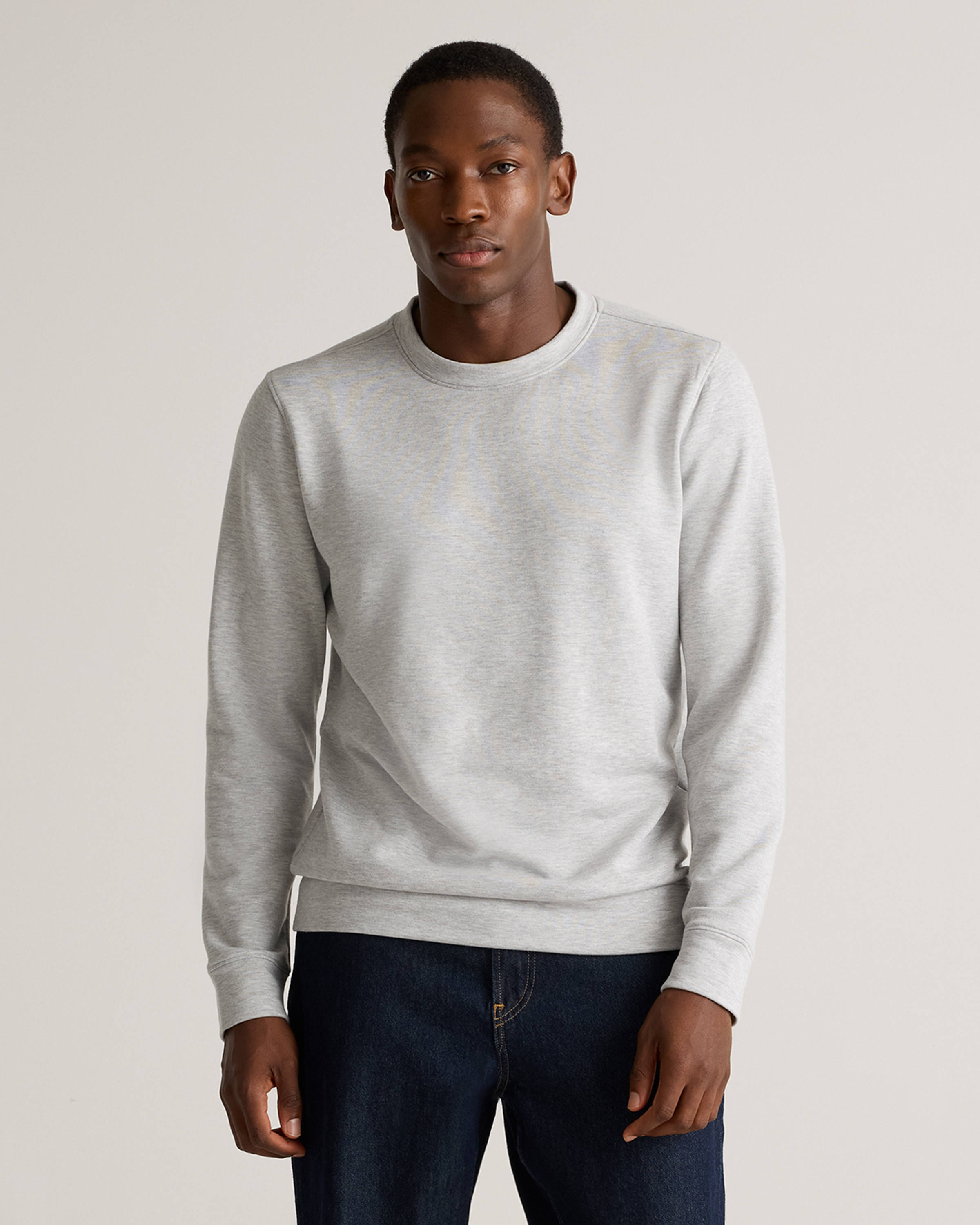 Quince Men's Supersoft Fleece Crew Neck Alpaca Sweater In Heather Grey