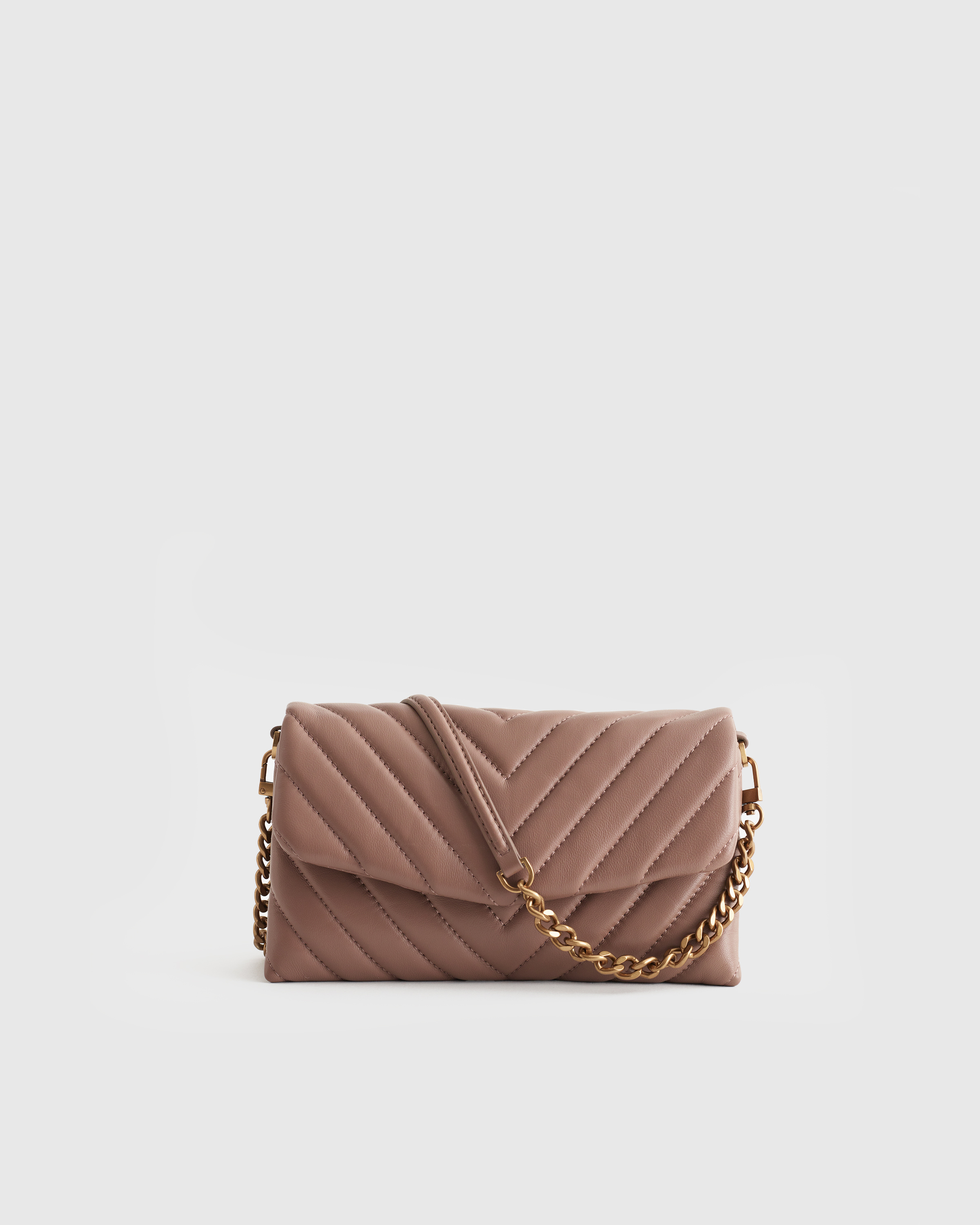 Quince Women's Italian Leather Quilted Wallet Crossbody In Dark Taupe