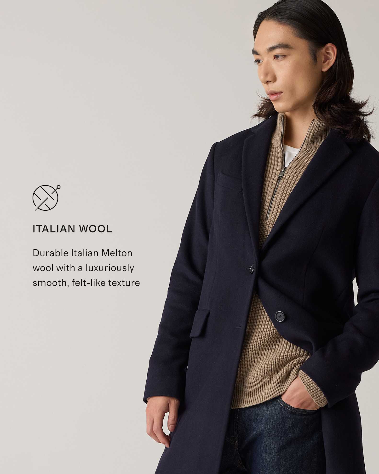 Italian Wool Overcoat in Cadet Blue
