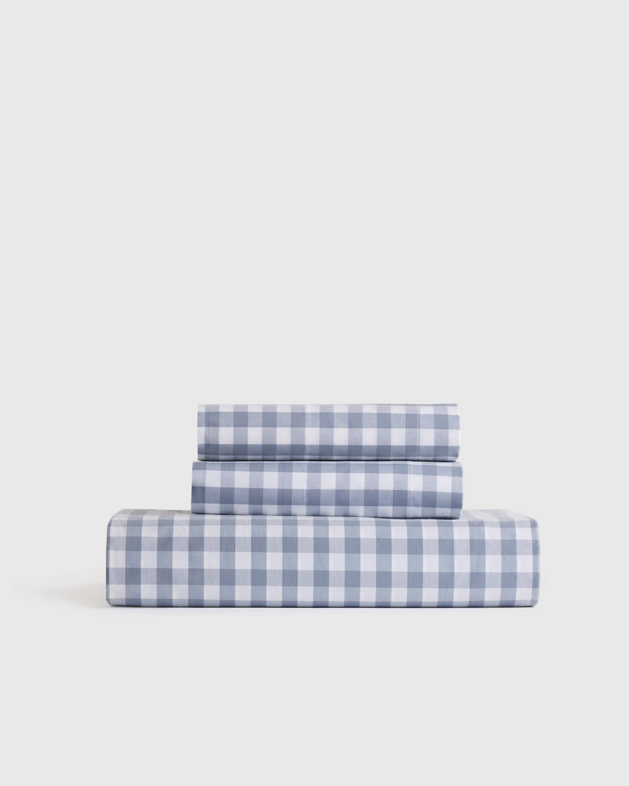 Mineral Gingham Organic Crisp Percale Fitted Sheet Set