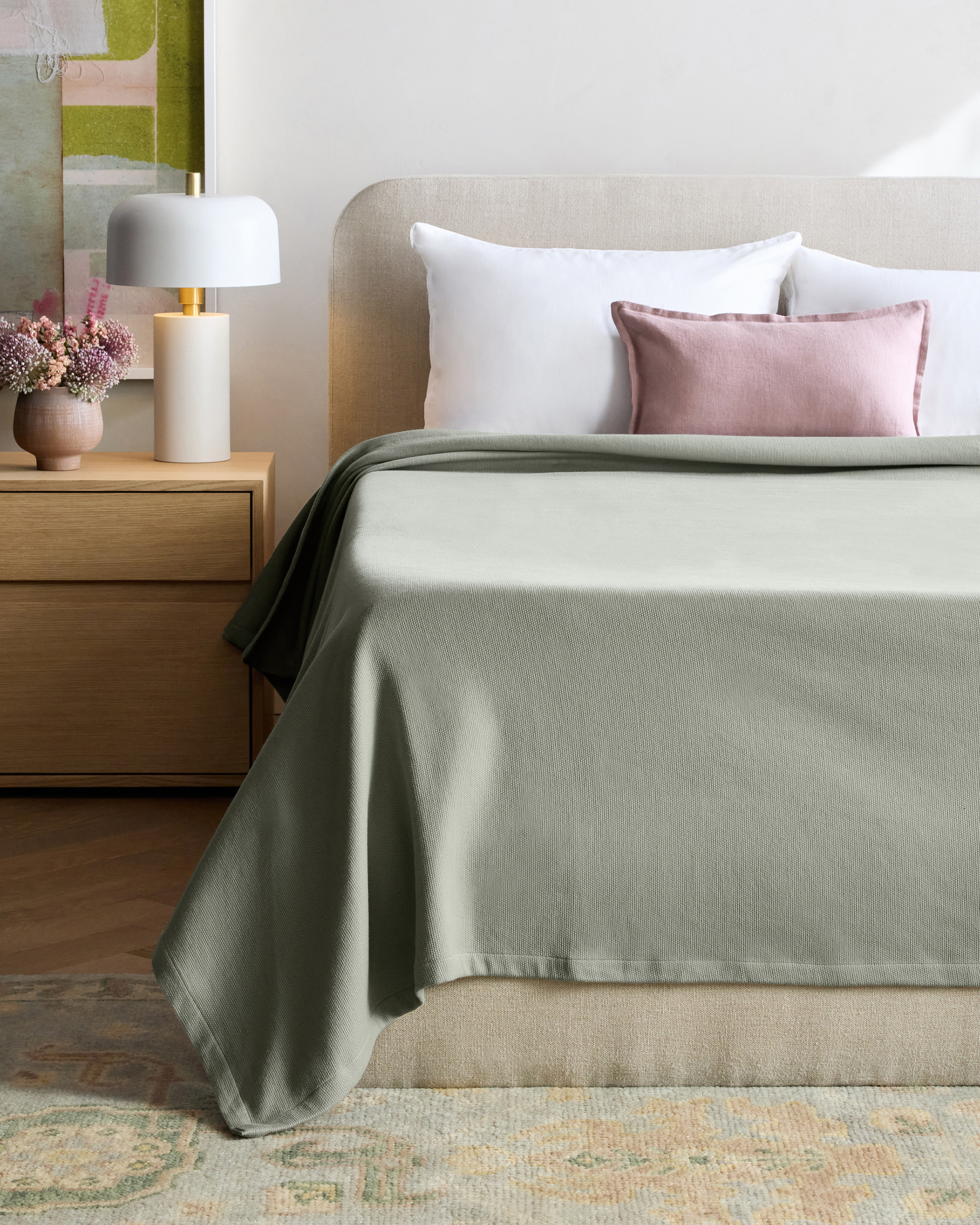 Dried Sage Luxury Organic Cotton Bed Blanket