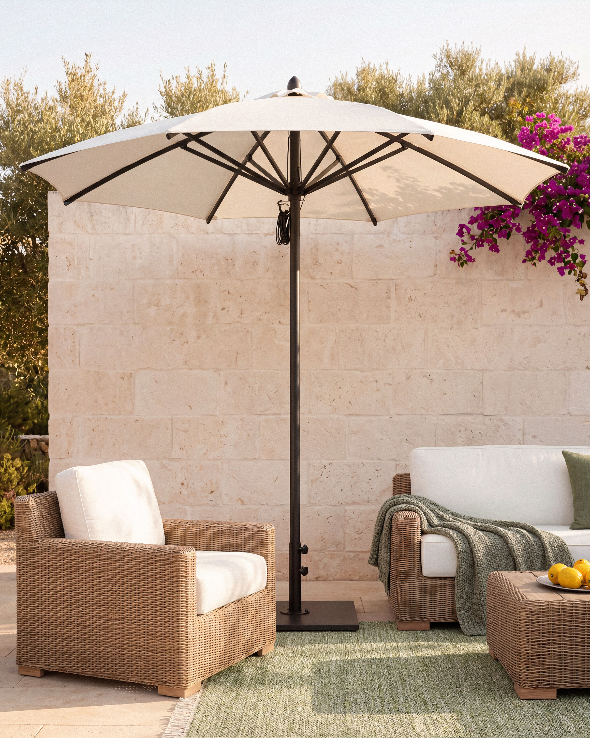 best price for ft sunbrella patio umbrellas Grand Outdoor 12 Offset Cantilever Umbrella, Patio in order to safely secure your umbrella 10' Round Sunbrella Cast Teak