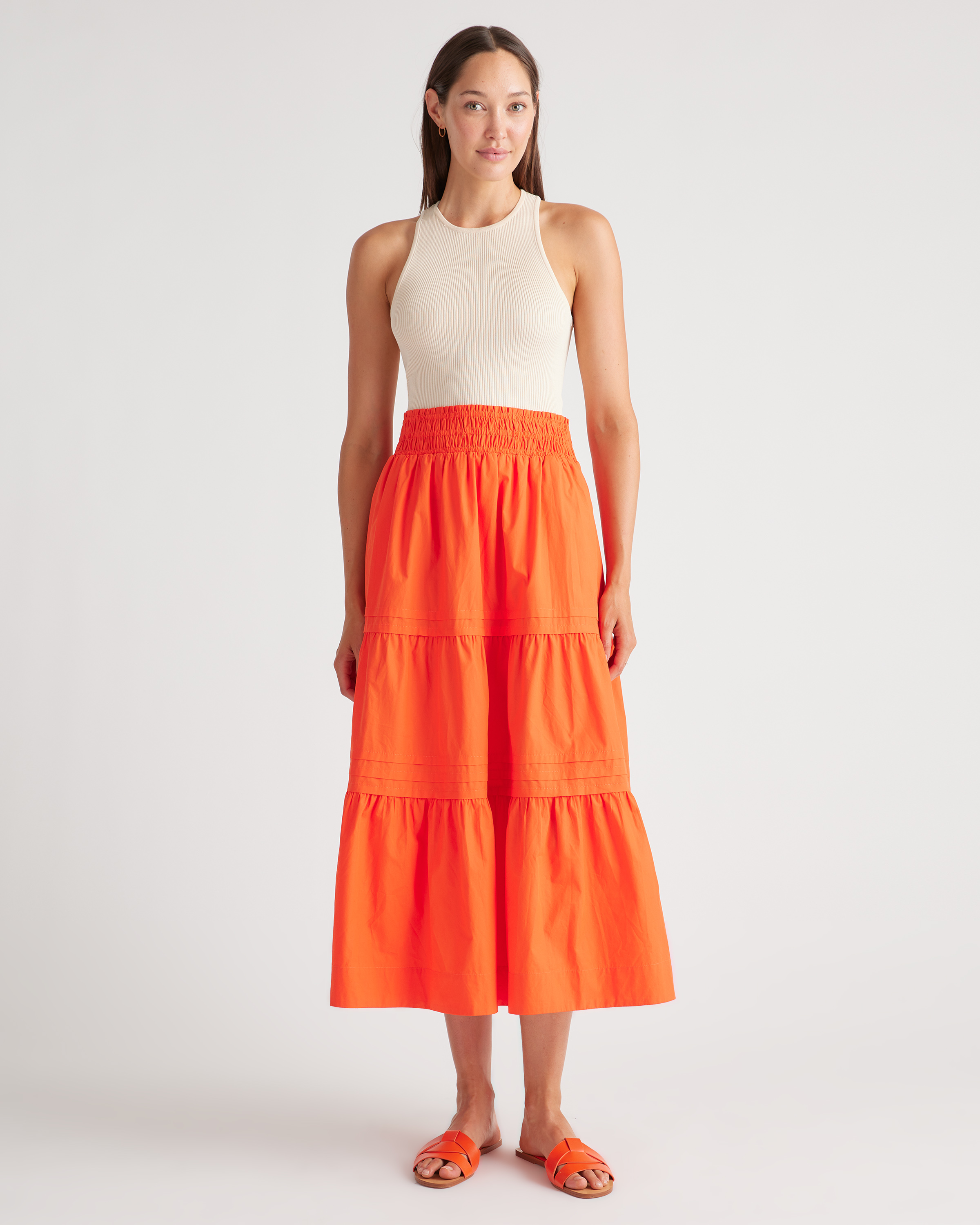 【送料&関税込】Off-White Skirt In Orange Viscose ALTUZARRA Irvette ribbed-knit maxi skirt | THE OUTNET