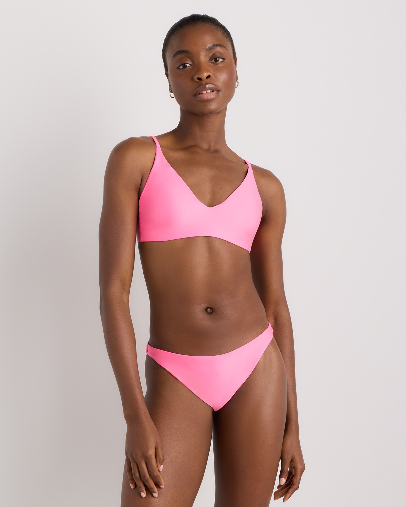 Bubblegum Pink Italian V-Neck Bikini Top