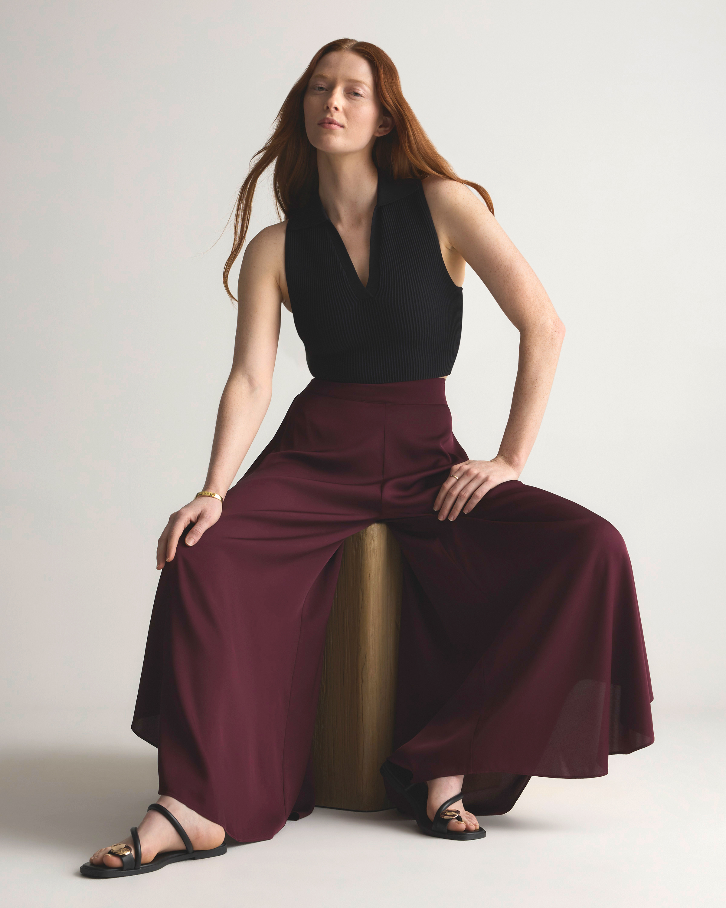 Washable Stretch Silk Palazzo Pants