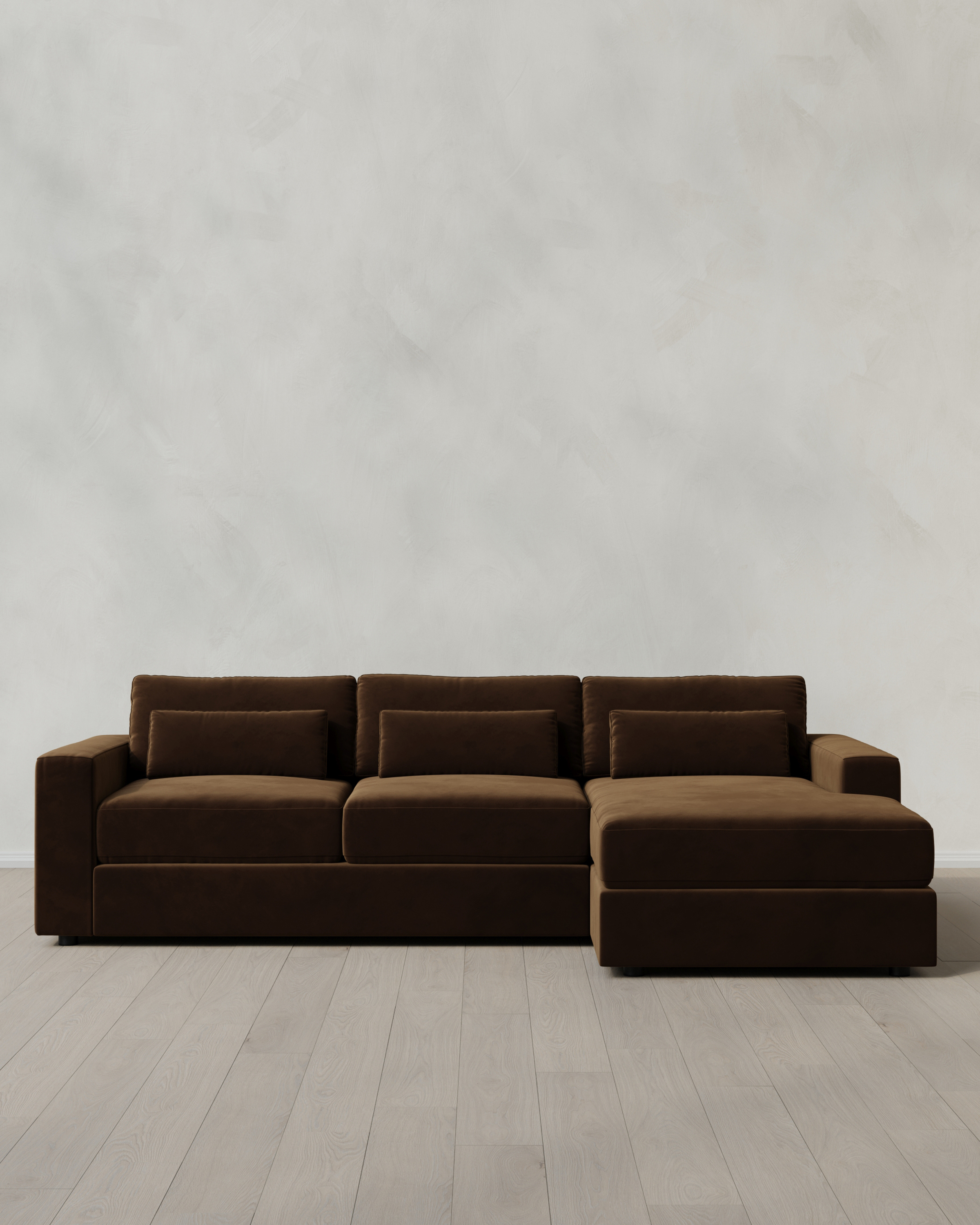 Java Ashford Deep Seat Chaise Sectional in Performance Velvet