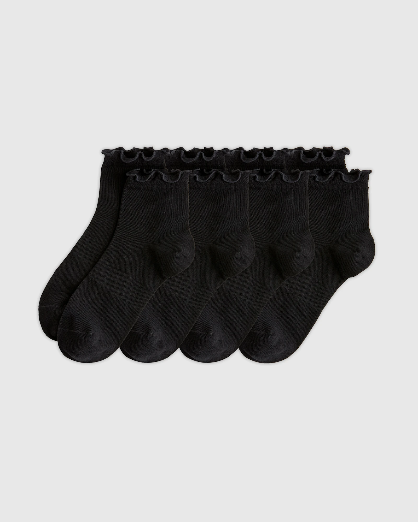 Everyday Lightweight Cotton Ruffle Quarter Crew Sock (4-pack)