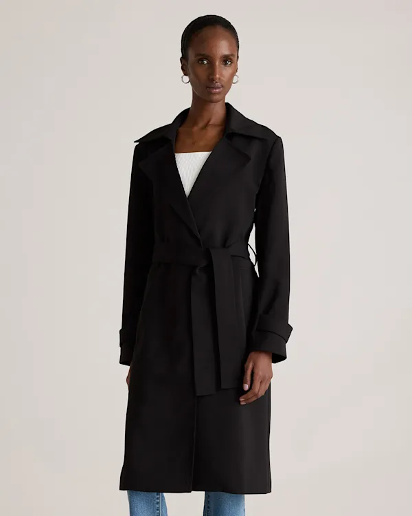 Stretch Crepe Trench Coat
