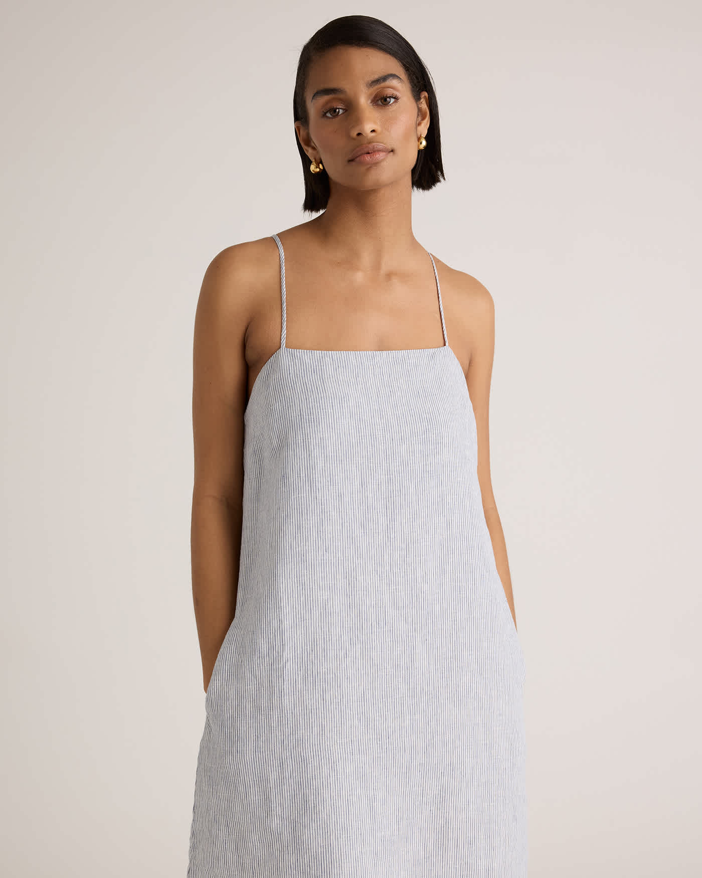 100% European Linen Spaghetti Strap Mini Dress 100% European Linen Spaghetti Strap Mini Dress