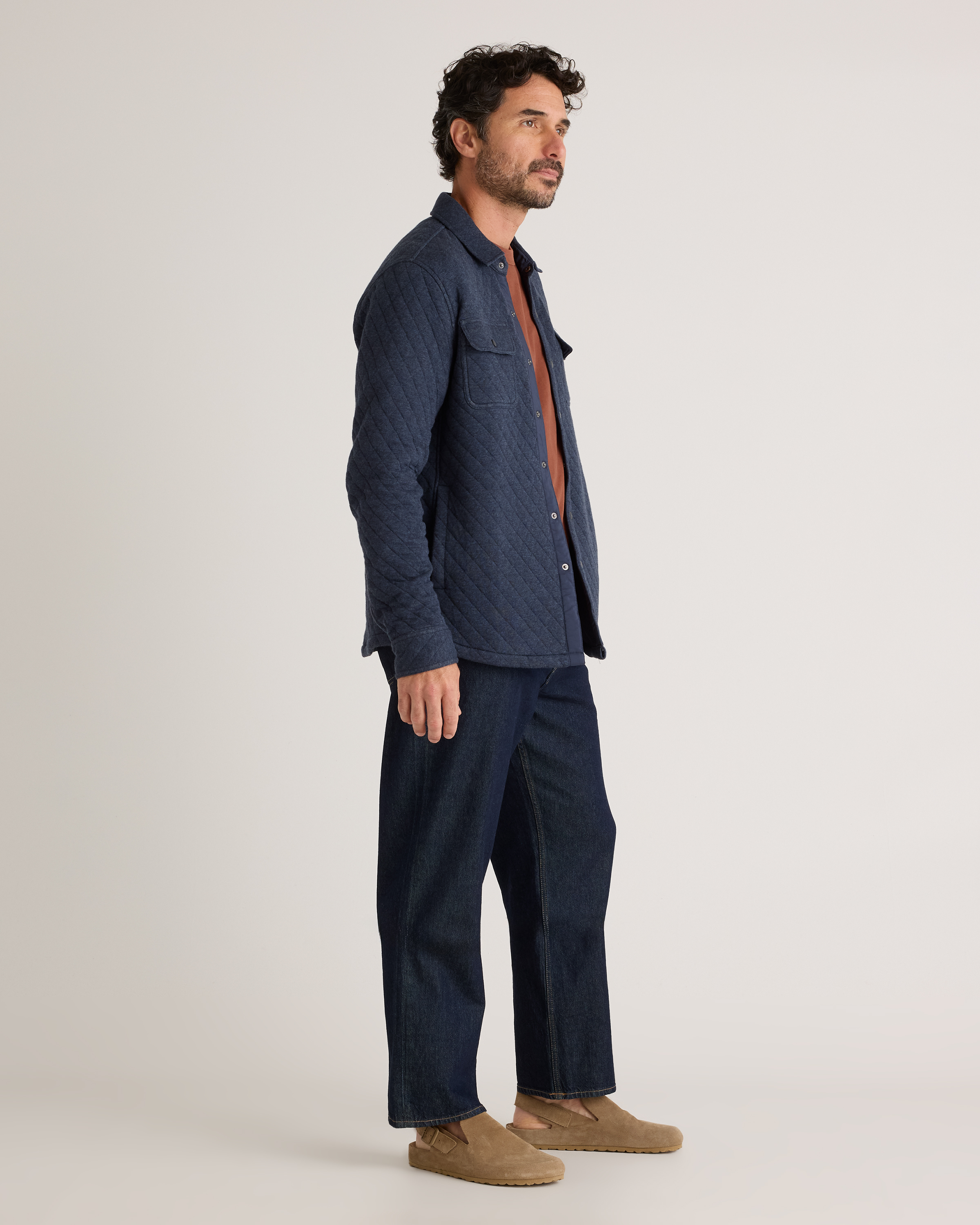 Quilted CPO Overshirt in Navy