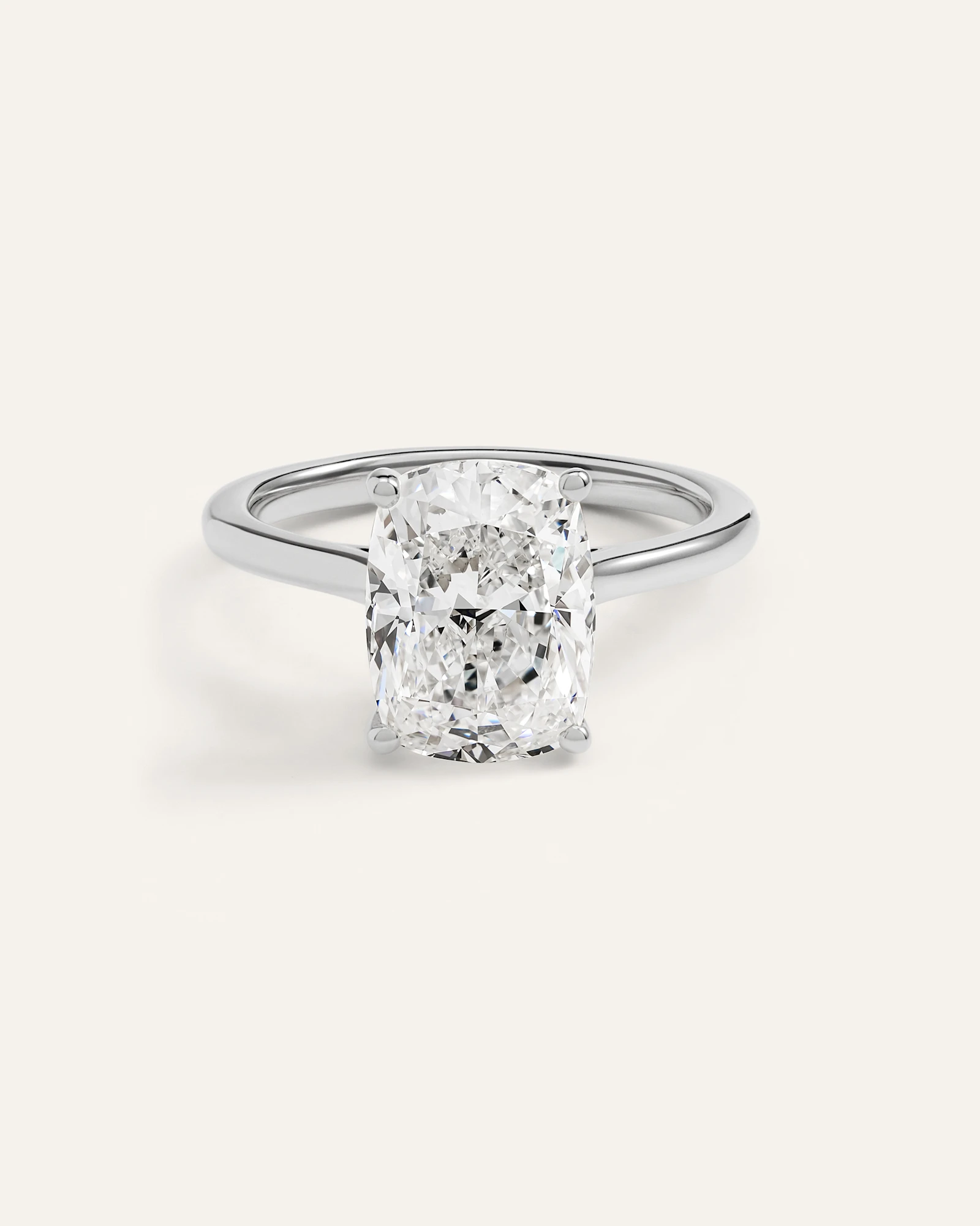 Lab Grown Diamond Elongated Cushion Trellis Cathedral Engagement Ring - 4ct