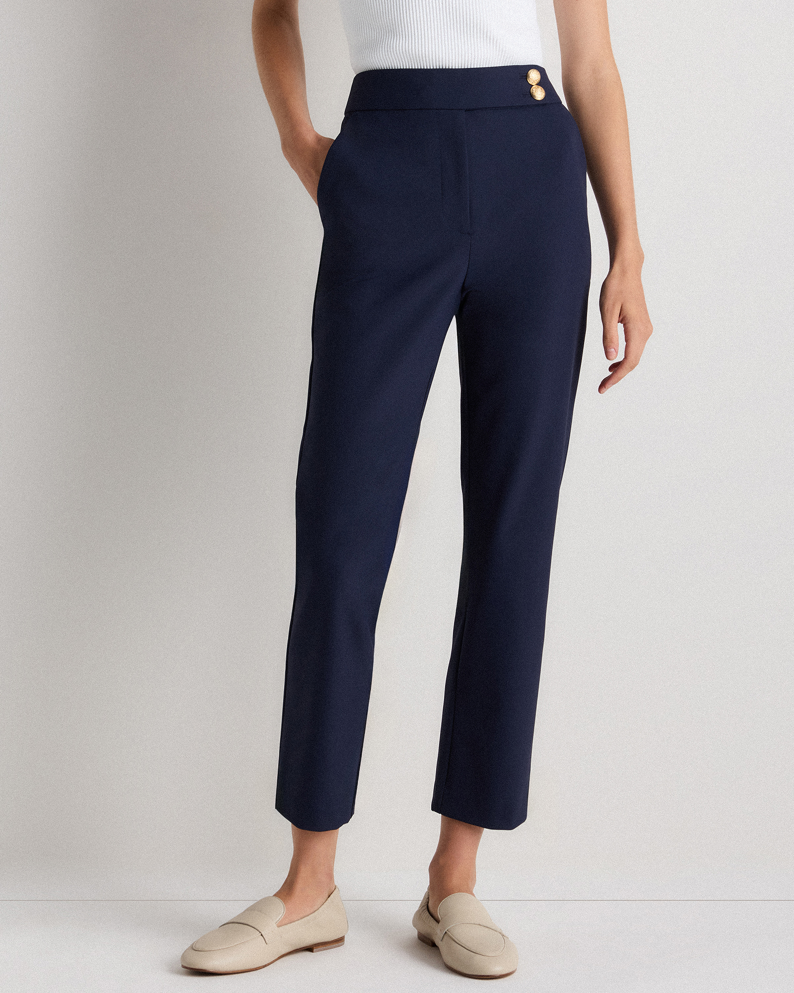 Deep Navy Scuba Slim Ankle Pants