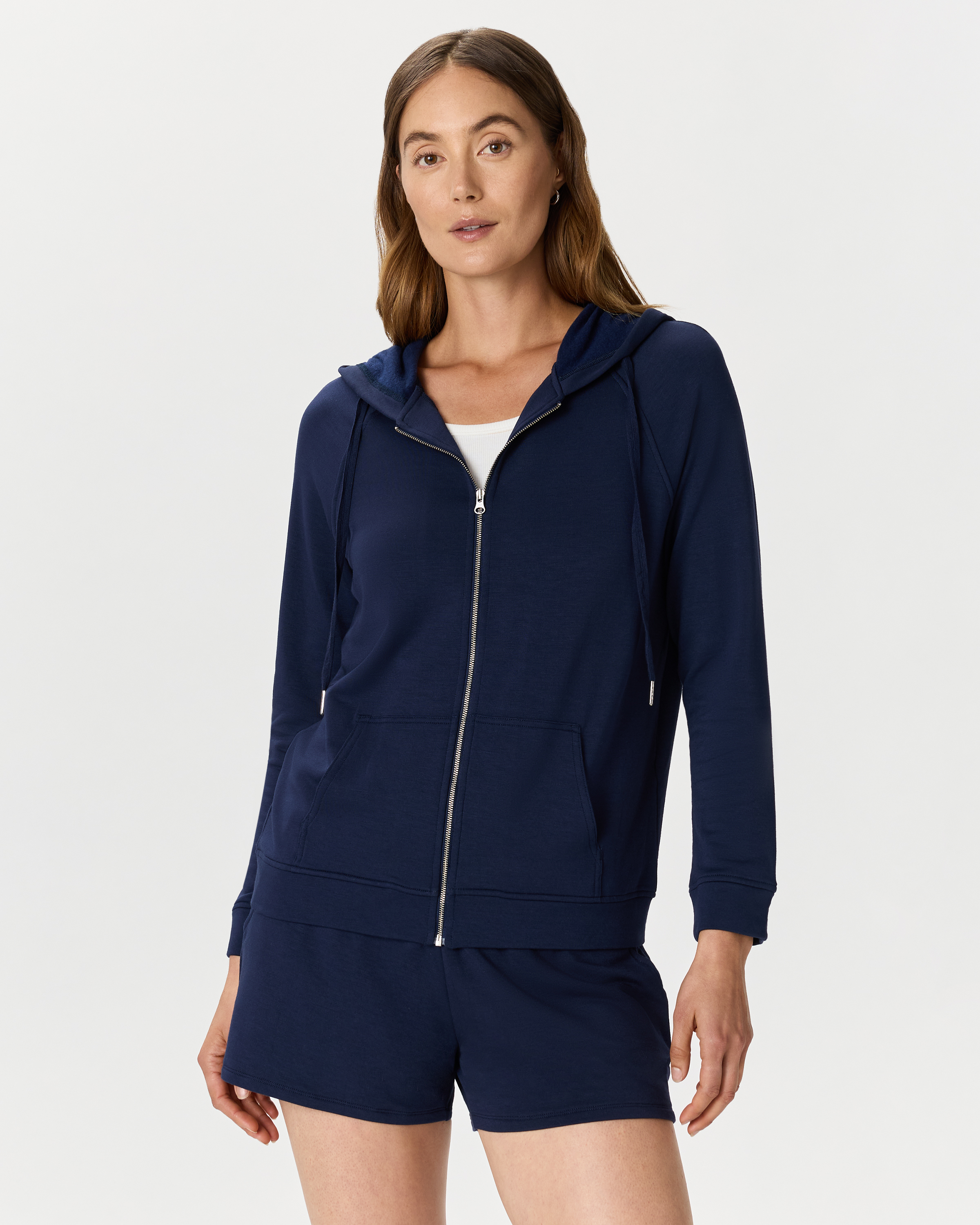 Navy Pull à capuche à fermeture à glissière en molleton SuperSoft
