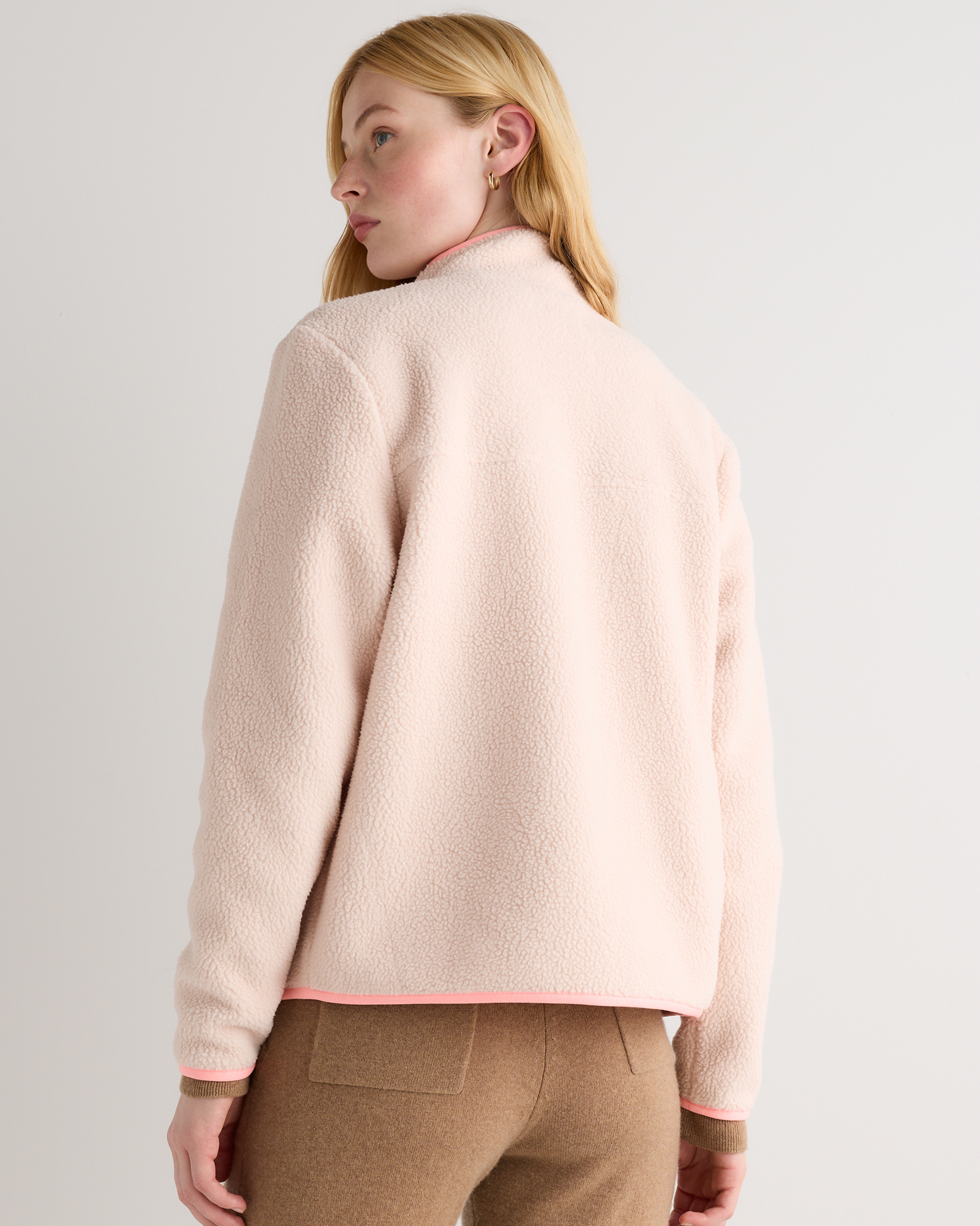 Sherpa Full-Zip Jacket in Pale Pink/Hibiscus