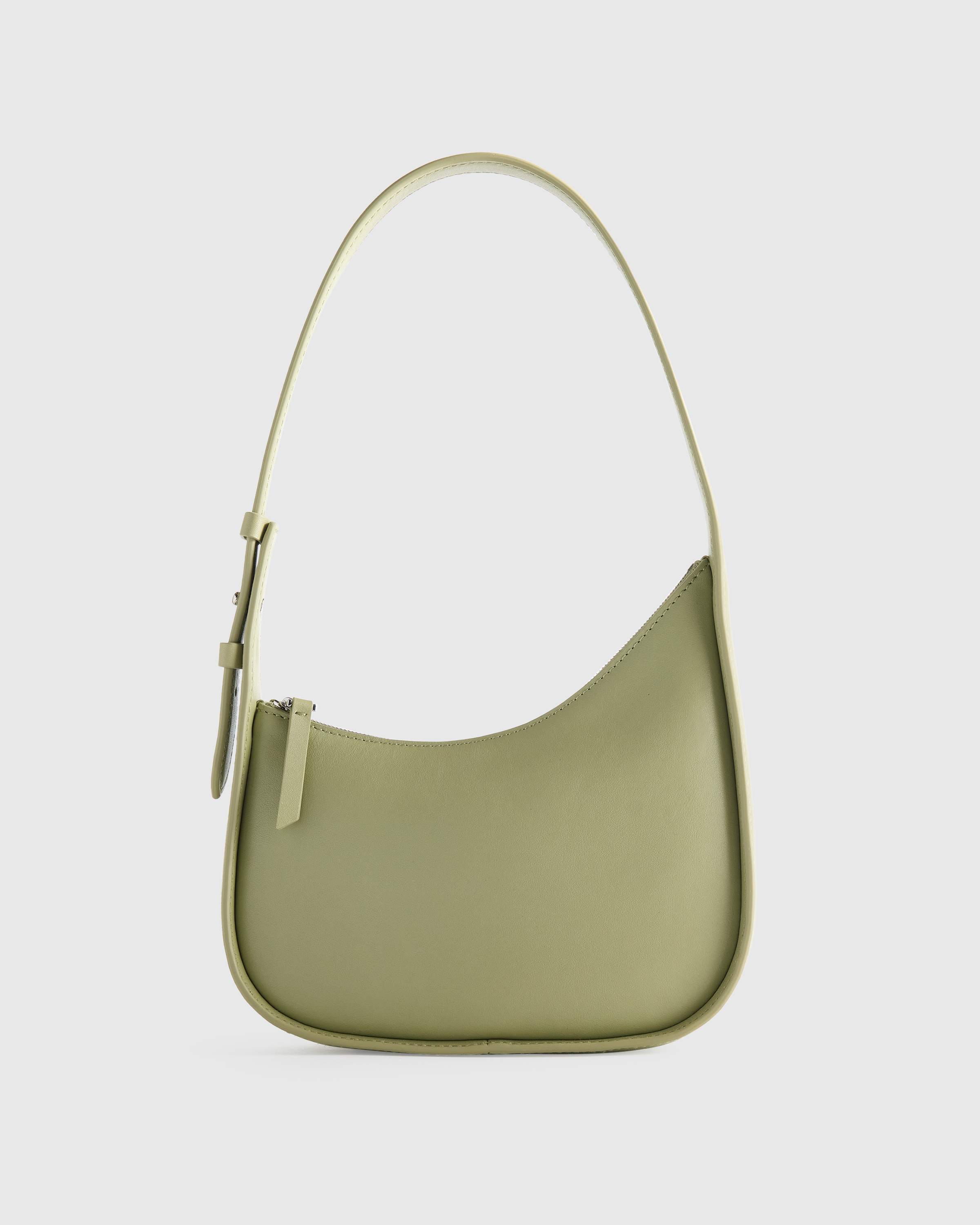 Tea Green Italian Leather Asymmetrical Mini Shoulder Bag
