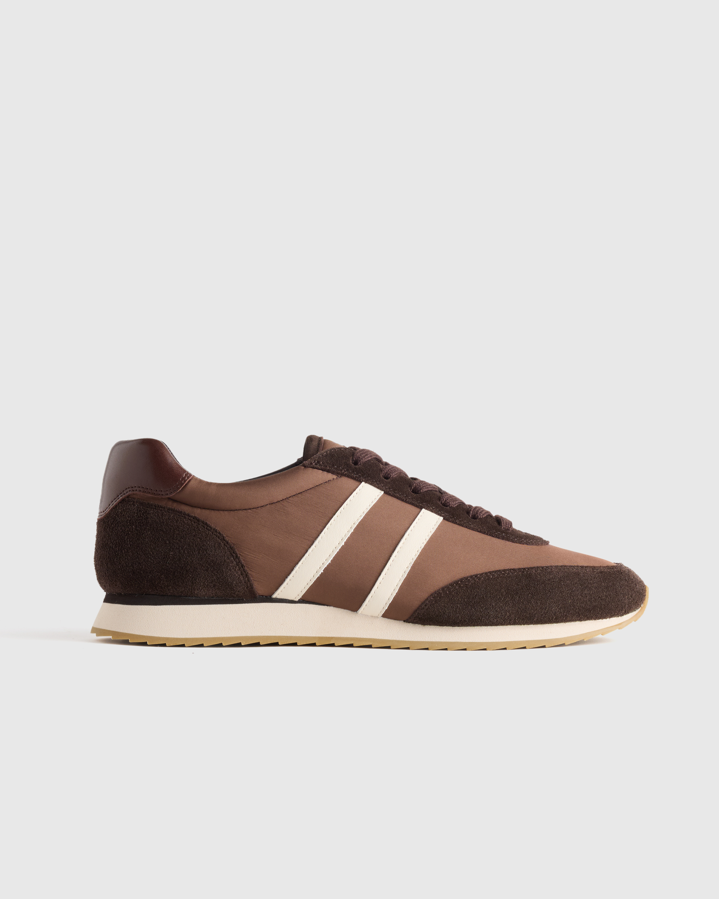 Coffee Bean Italian Suede and Re-Nylon Retro Runner