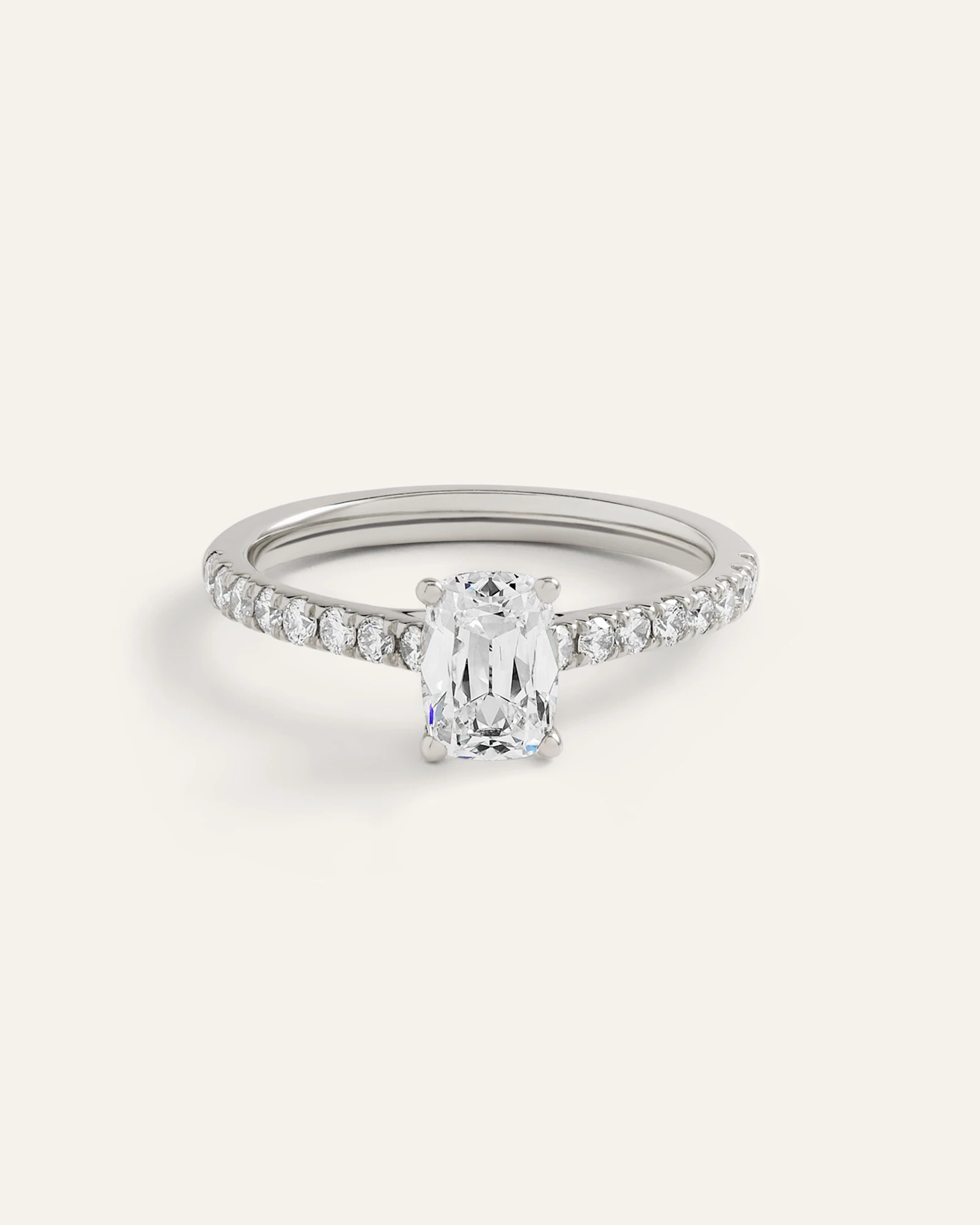 Lab Grown Diamond Antique Cushion Pave Trellis Cathedral Engagement Ring - 1ct