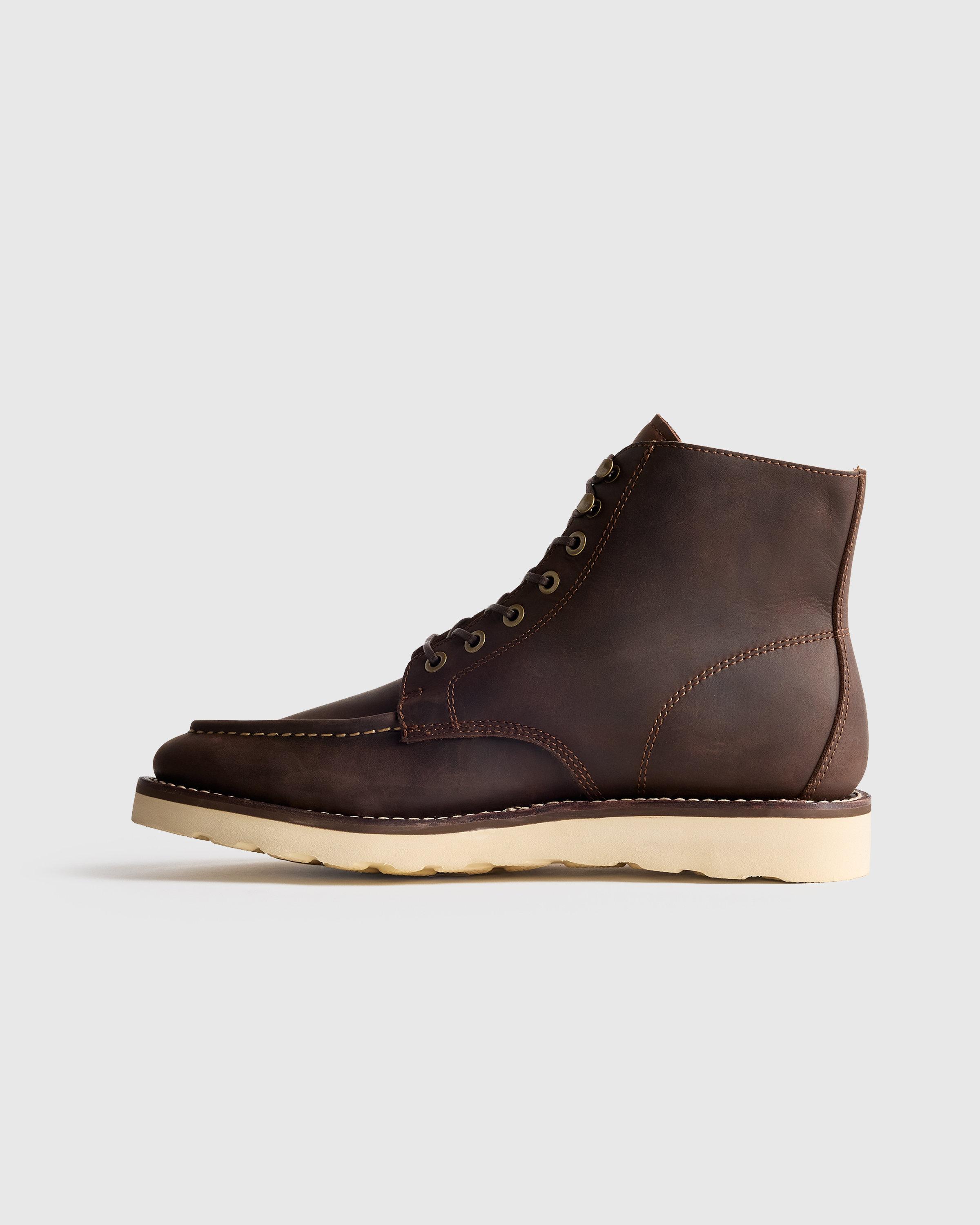 Crafted Leather Moc Toe Boot in Dark Chocolate