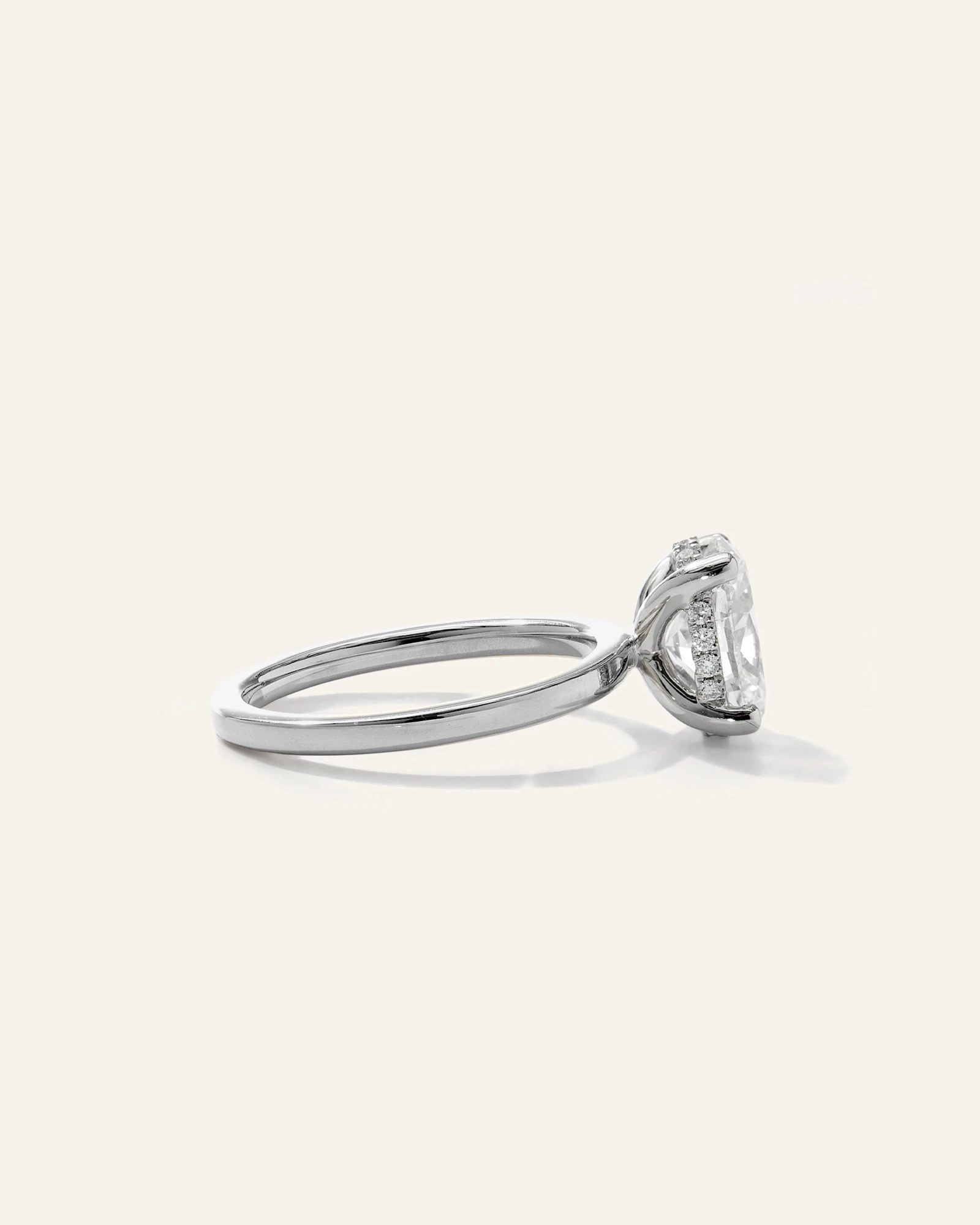 Lab Grown Diamond Oval Petite Hidden Halo Engagement Ring