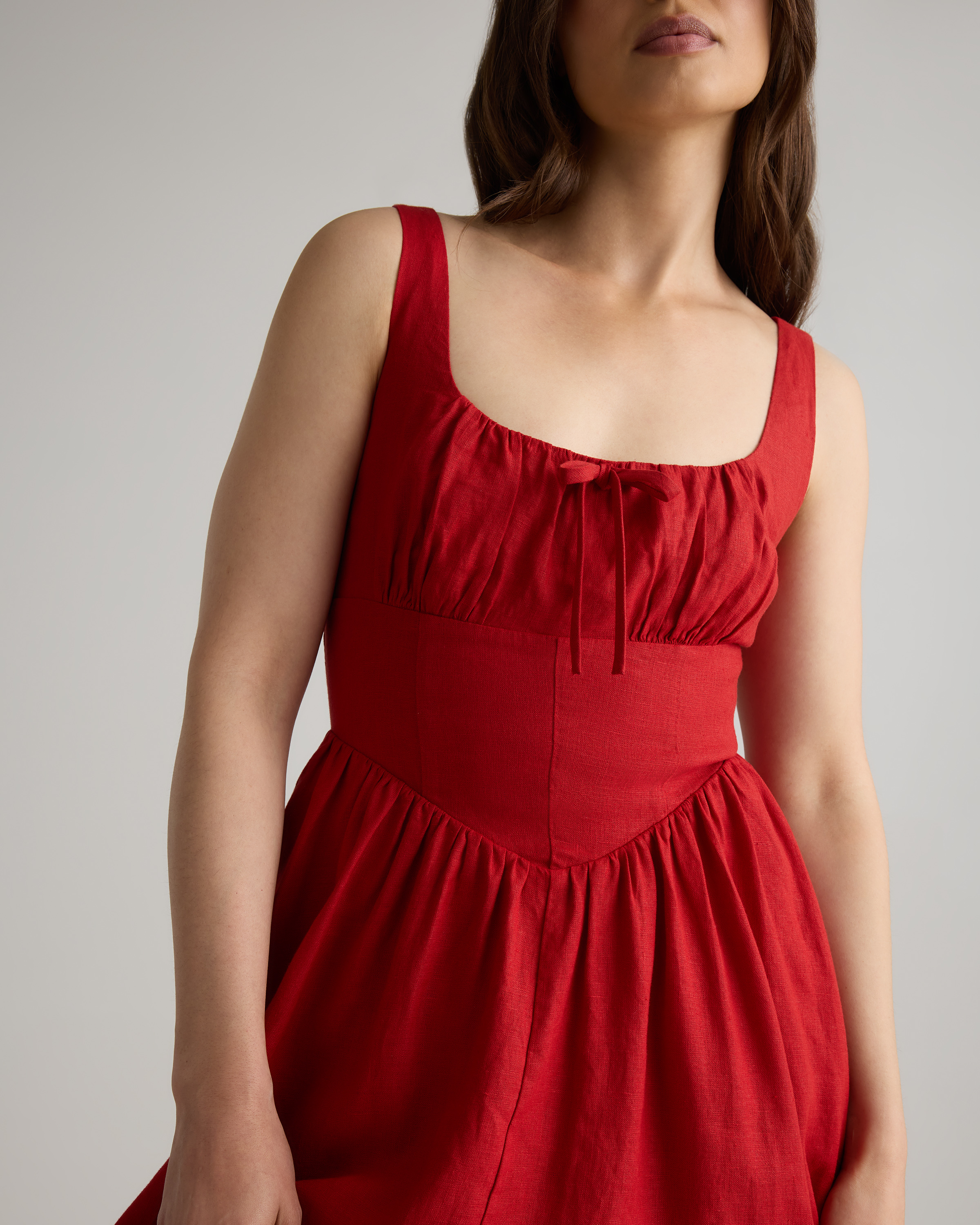 knee length dresses for ladies Linen Dress Bardot – Gaâla main image 1