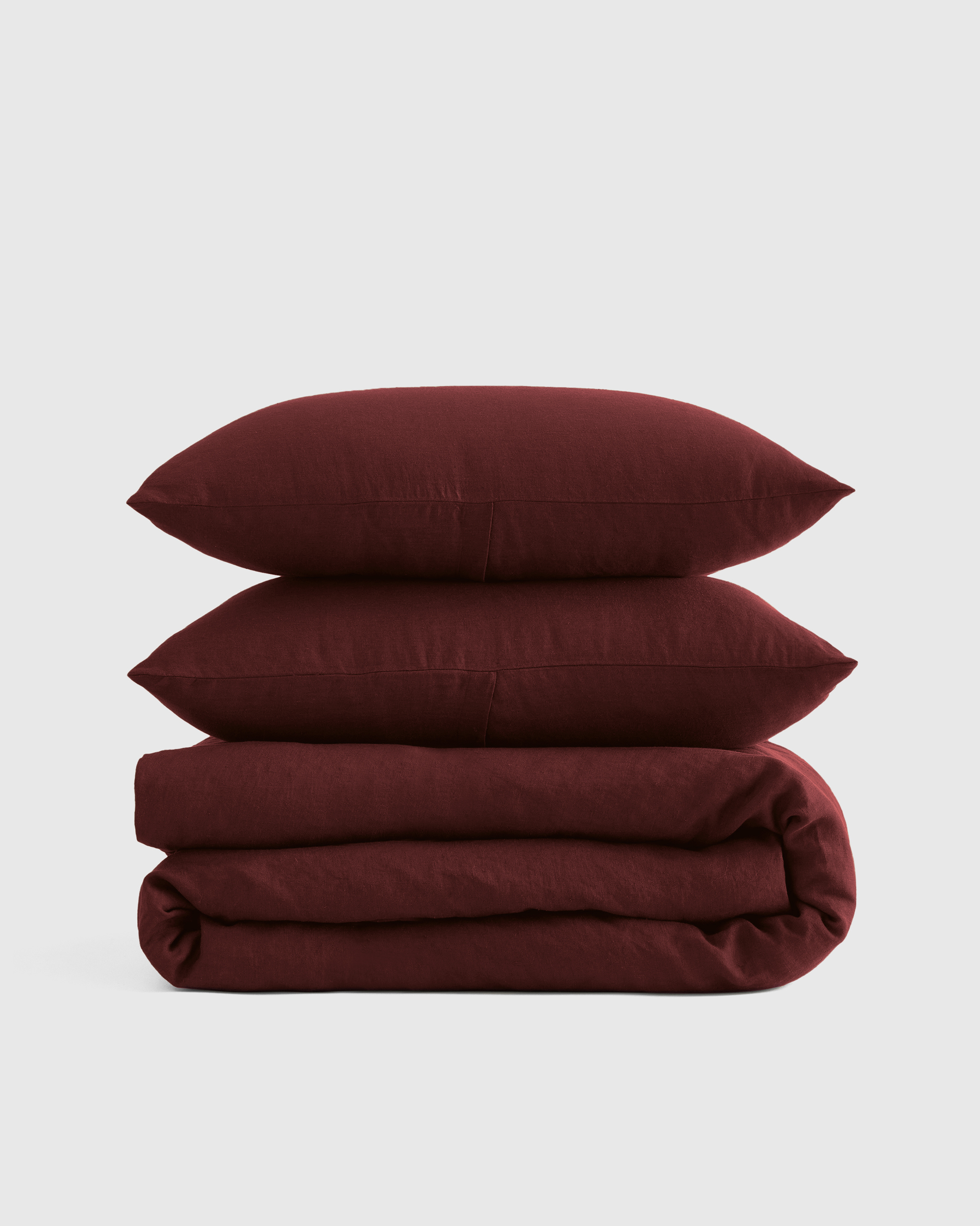 Burgundy European Linen Duvet Cover Set