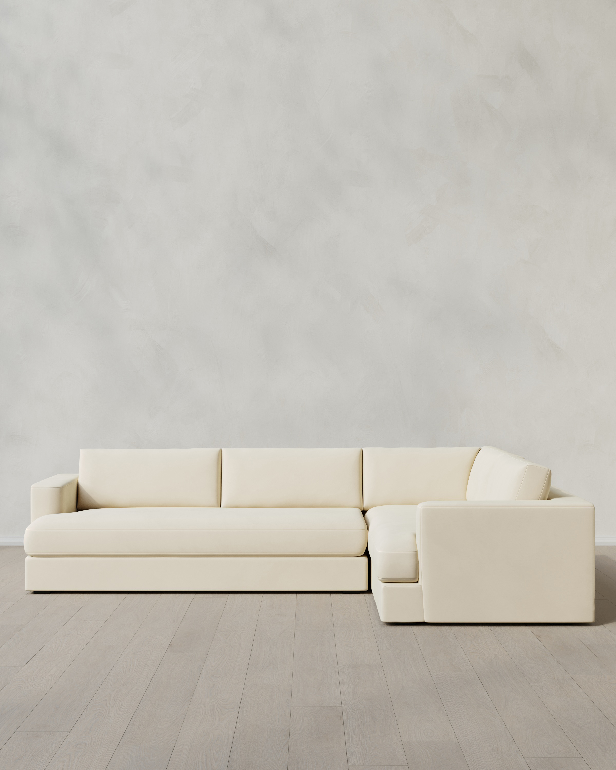 Ivory Sierra Curved Arm L Sectional in Performance Velvet