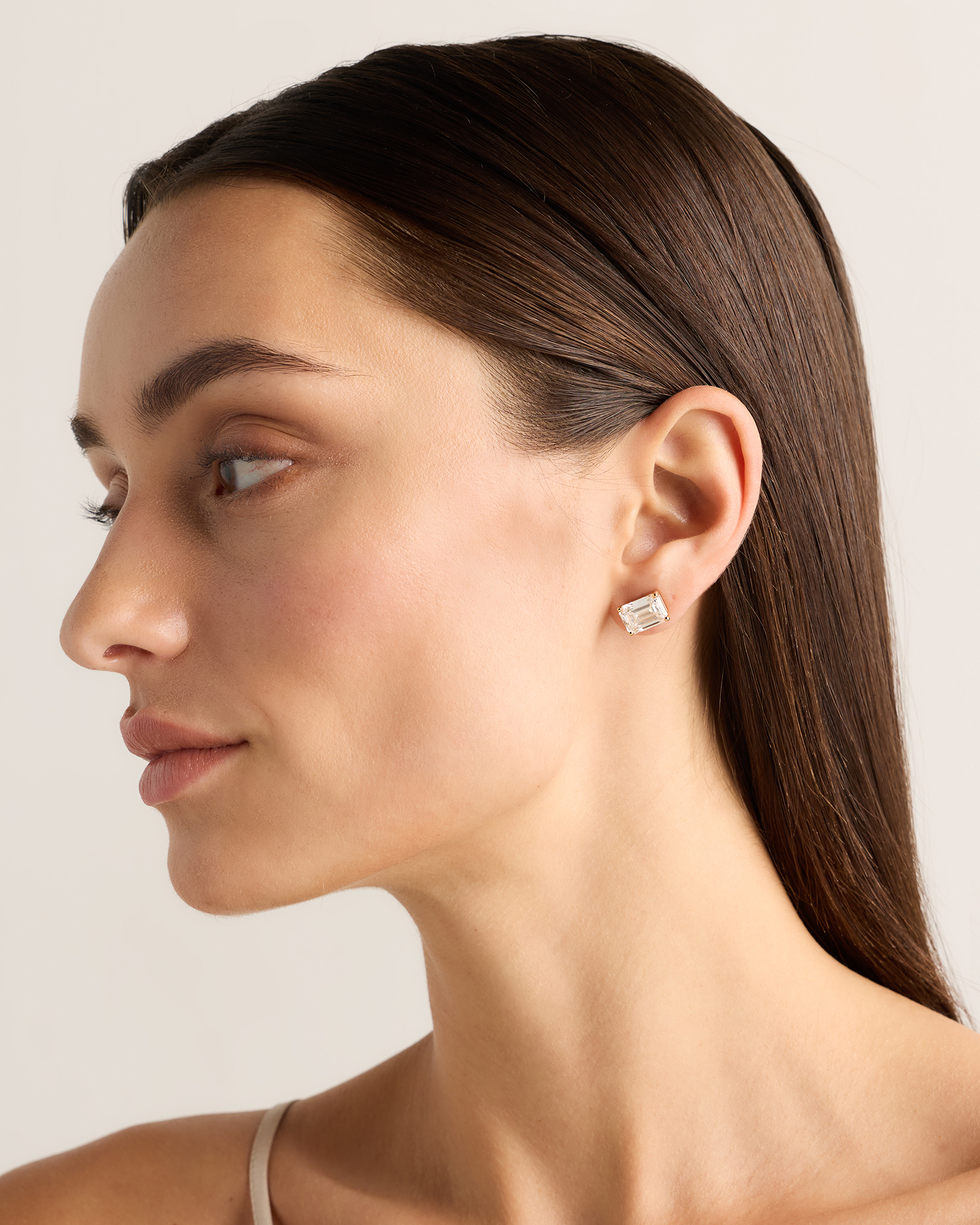 14K Gold Lab Grown Diamond Luxe Emerald Studs - 8ctw - thumbnail 4