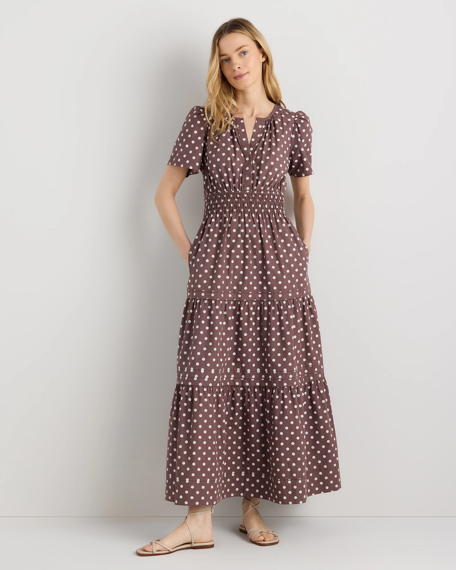 poplin tiered maxi dress Hendry Floral Palmer Poplin Tiered Maxi Dress CREAM-MULT / L by Sugarlips