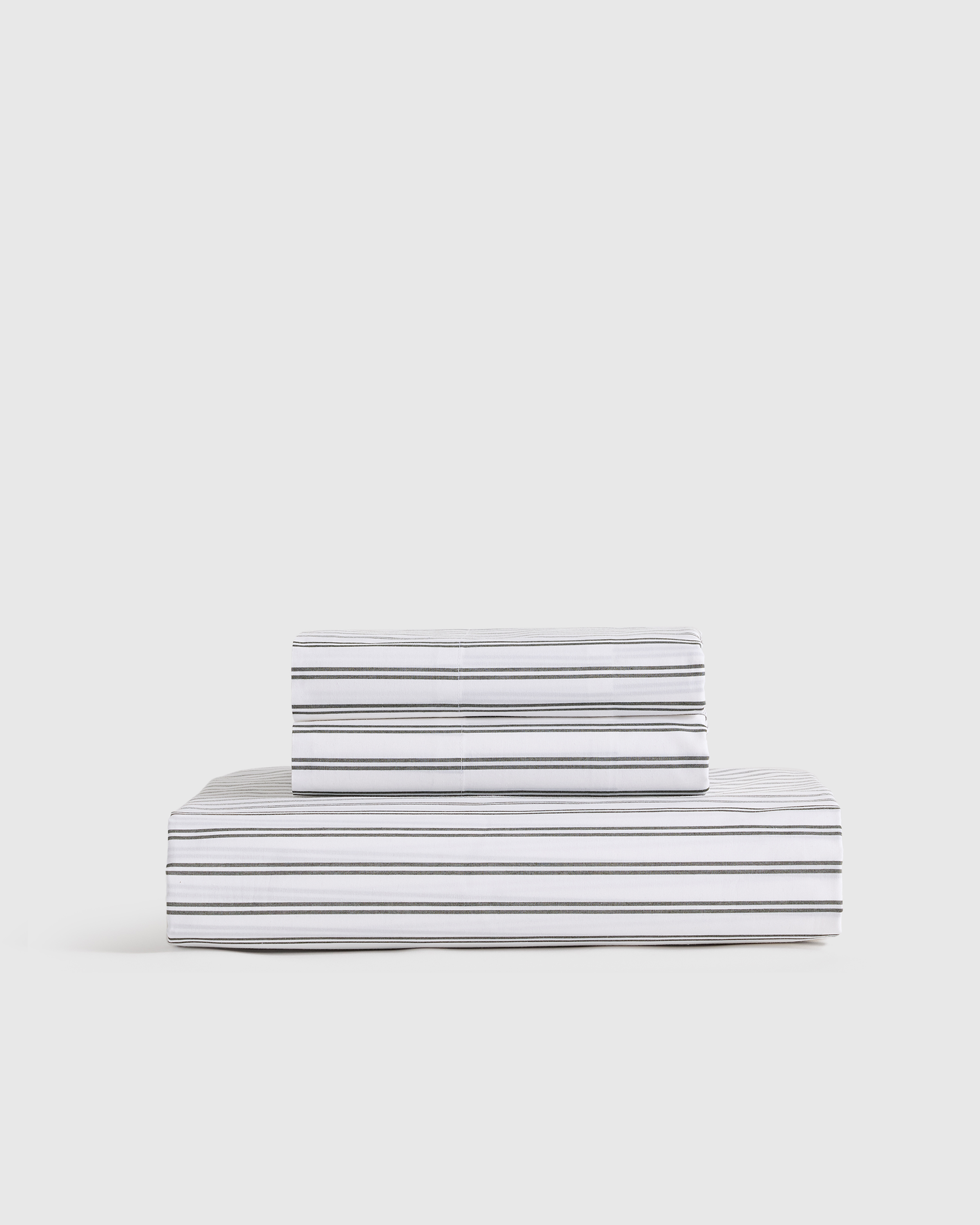 Double Stripe Pine Classic Organic Percale Fitted Sheet Set