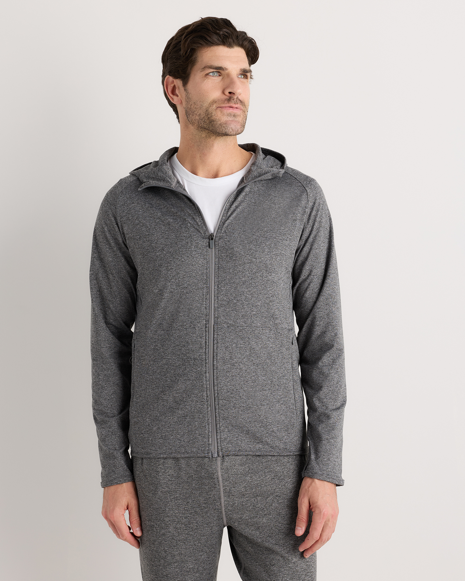 Heather Grey Flowknit Performance Zip Hoodie