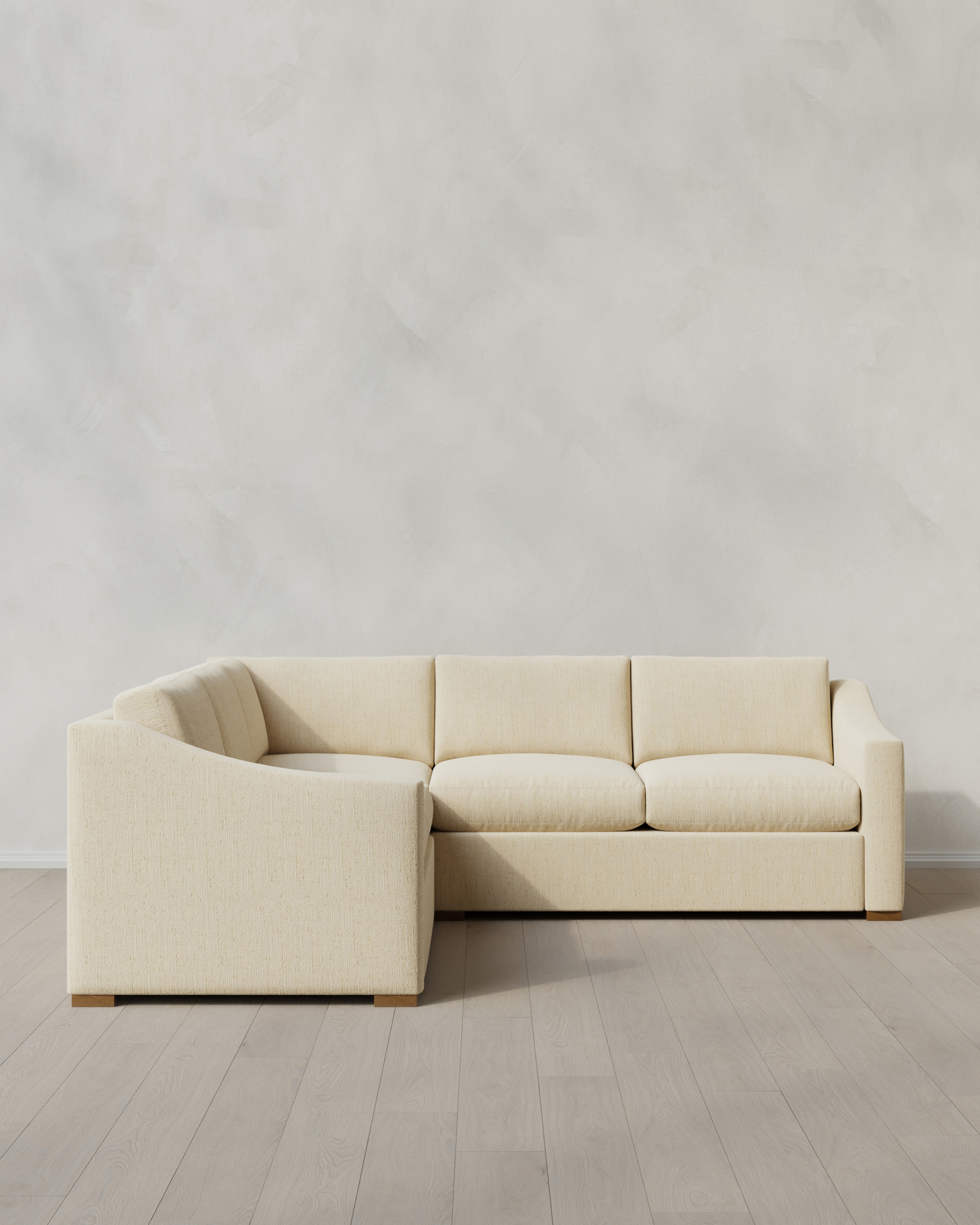 Eggshell Hollis Slope Arm L Sectional in Performance Chenille Linen Blend