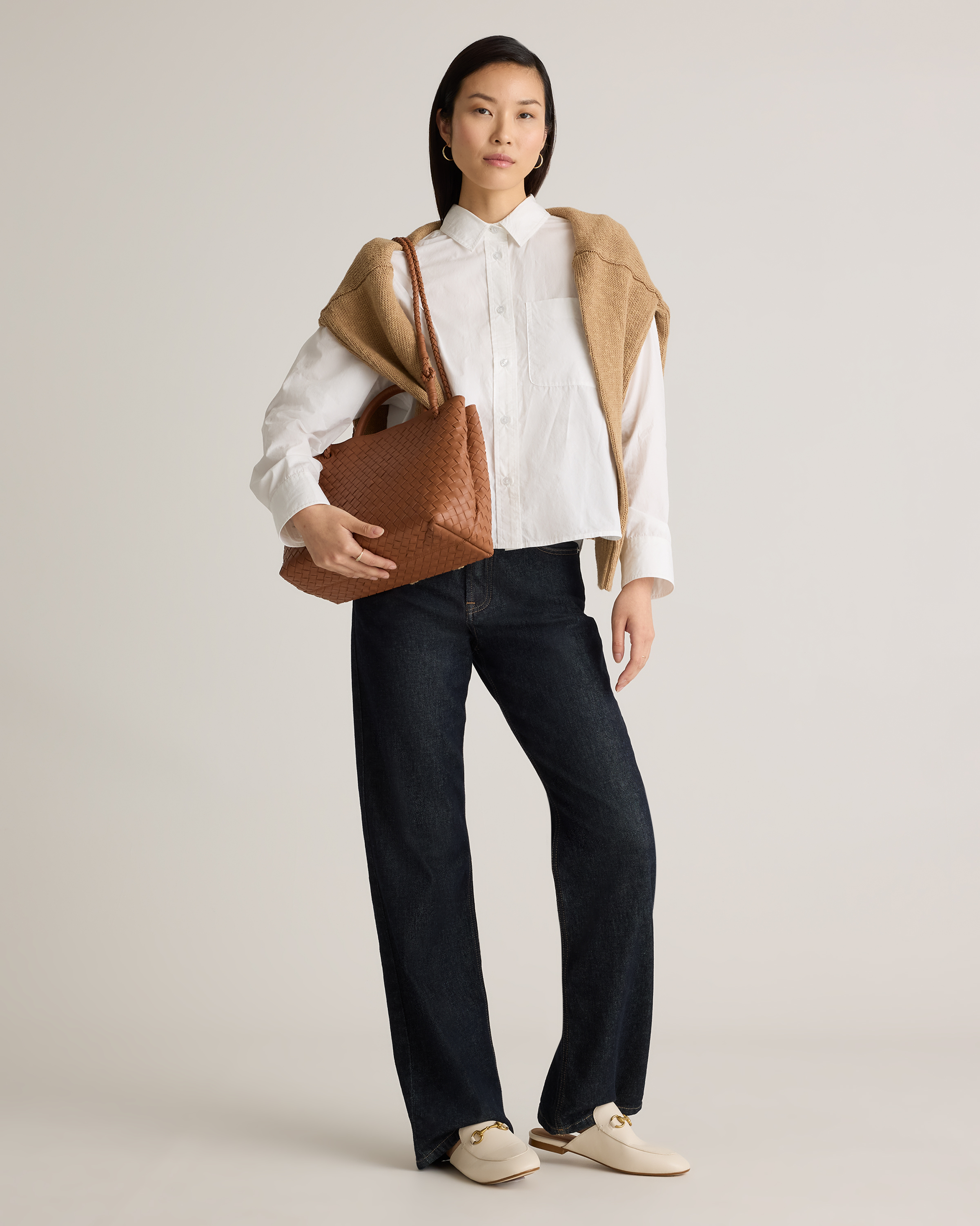 Large Italian Leather Handwoven Satchel - Thumbnail 3