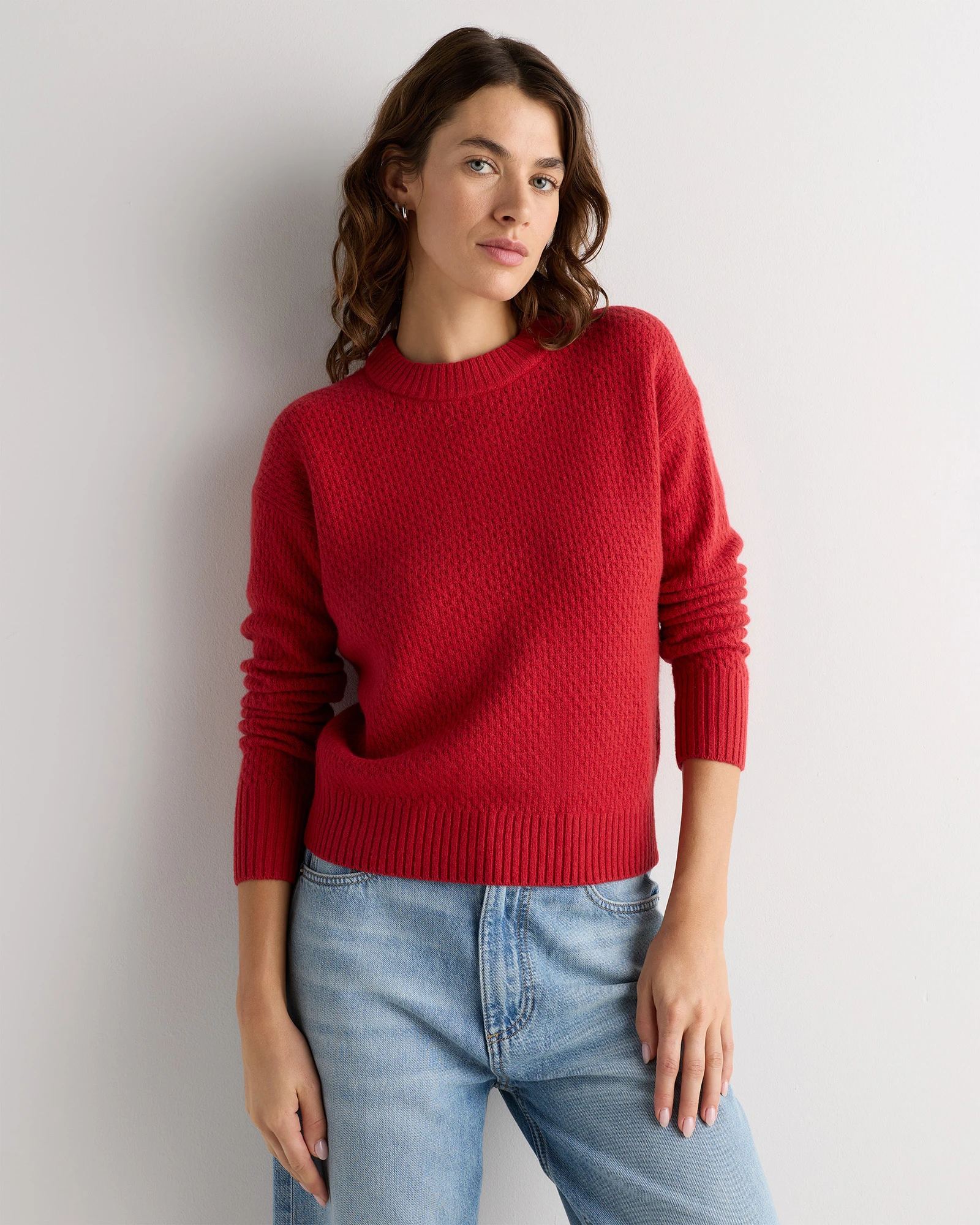 100% Yak Wool Diamond Stitch Crew